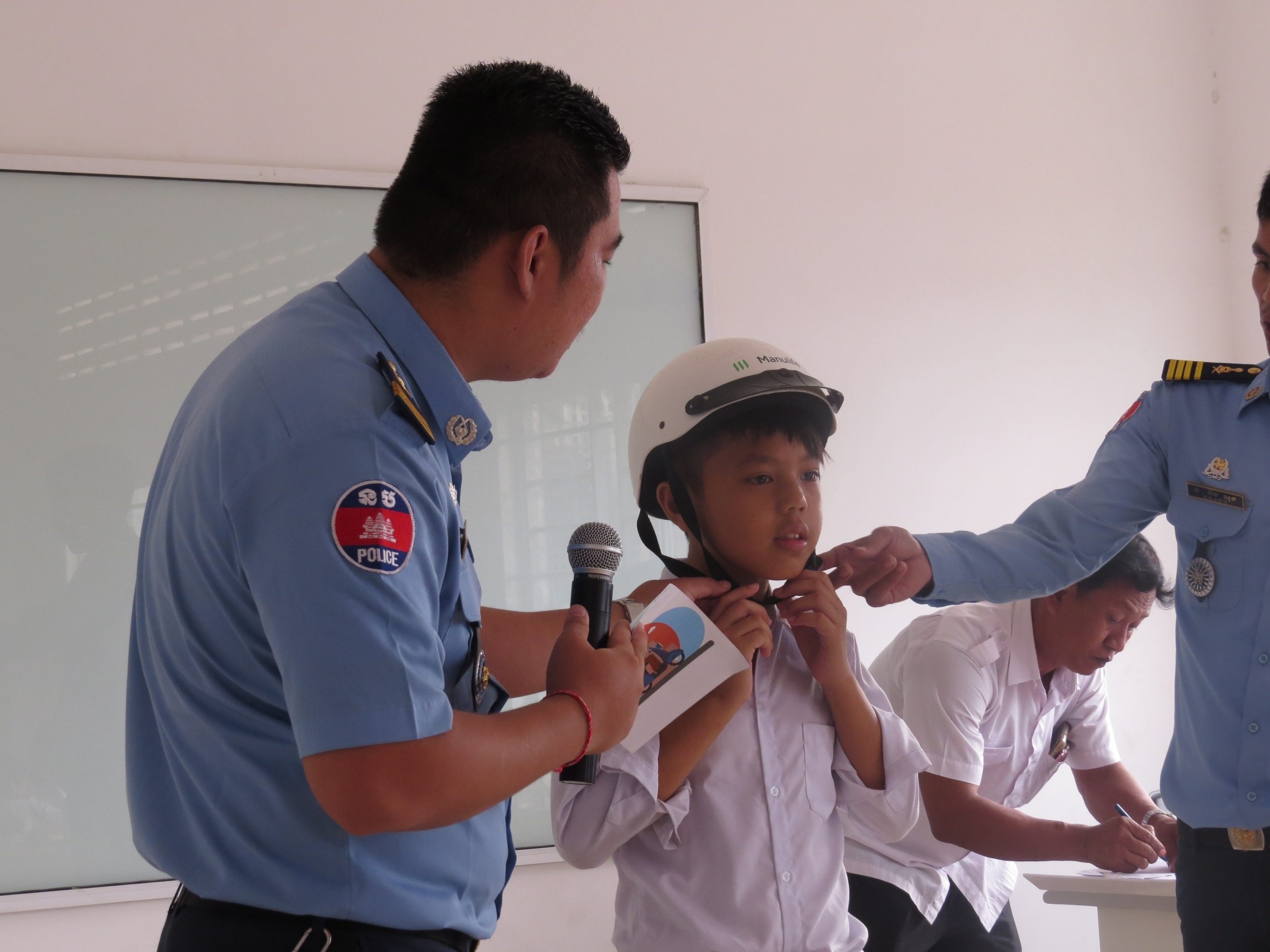 Cambodian traffic police lead road safety lessons for children