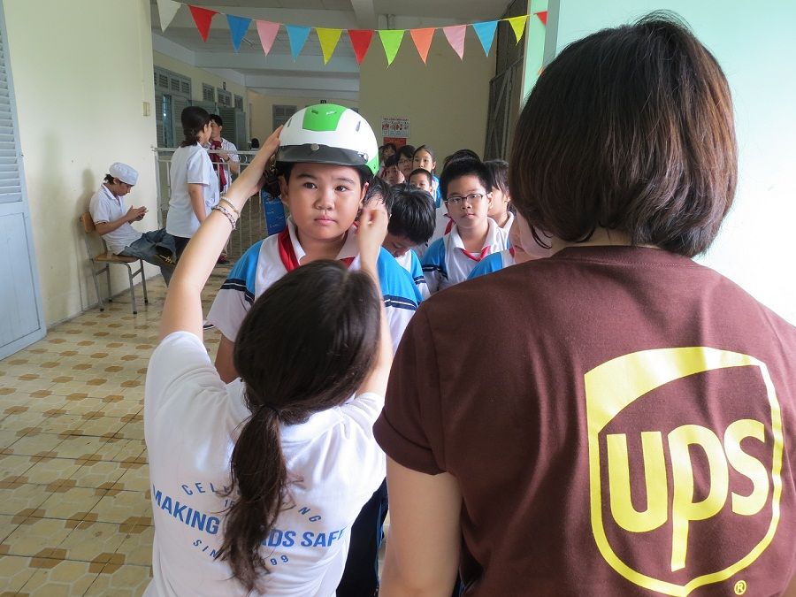 UPS conducts head measurements at Helmet for Kids program schools in preparation for helmet donation