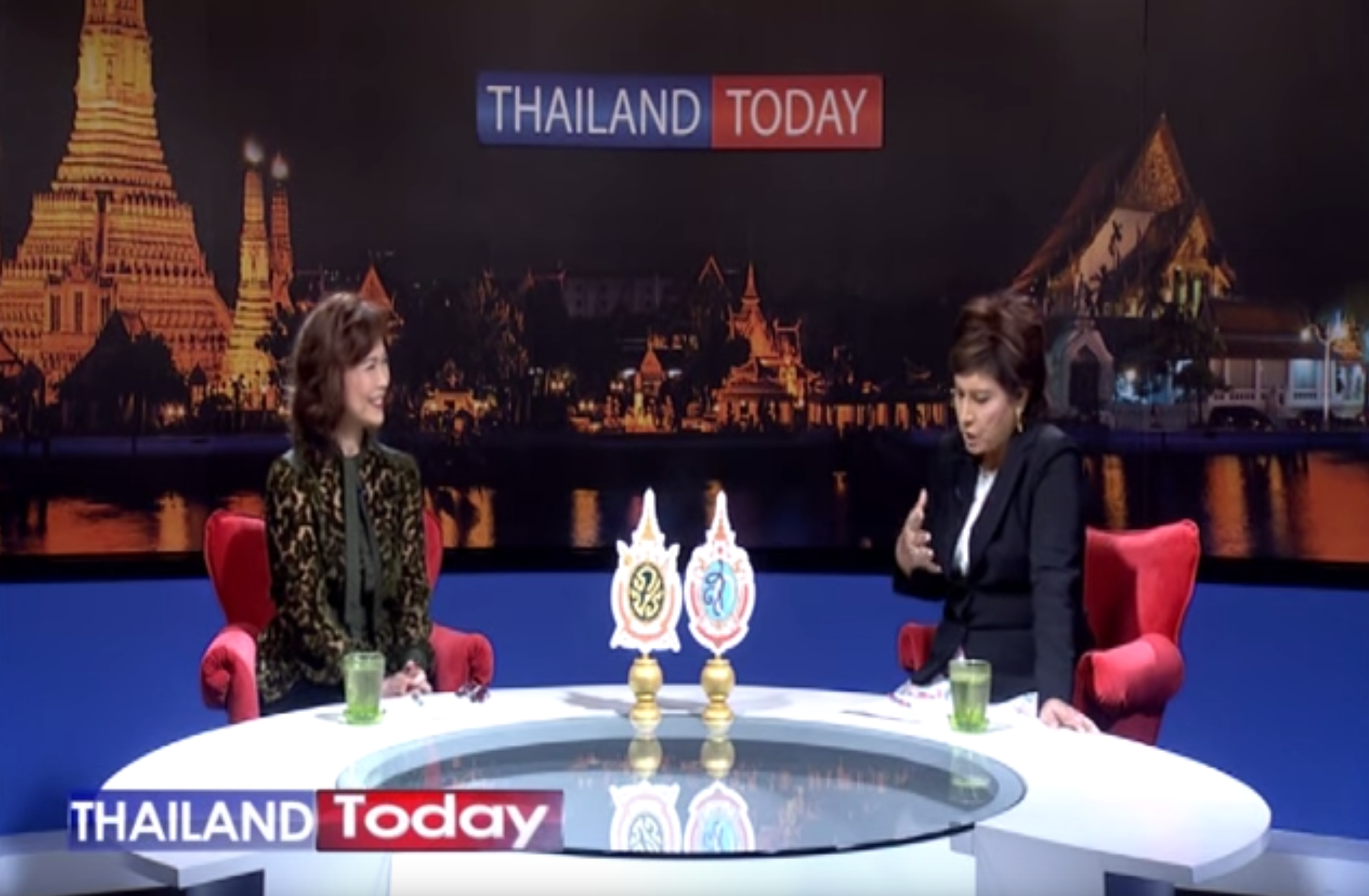 Ms. Ratanawadee H. Winther discusses road safety on the television program Thailand Today.