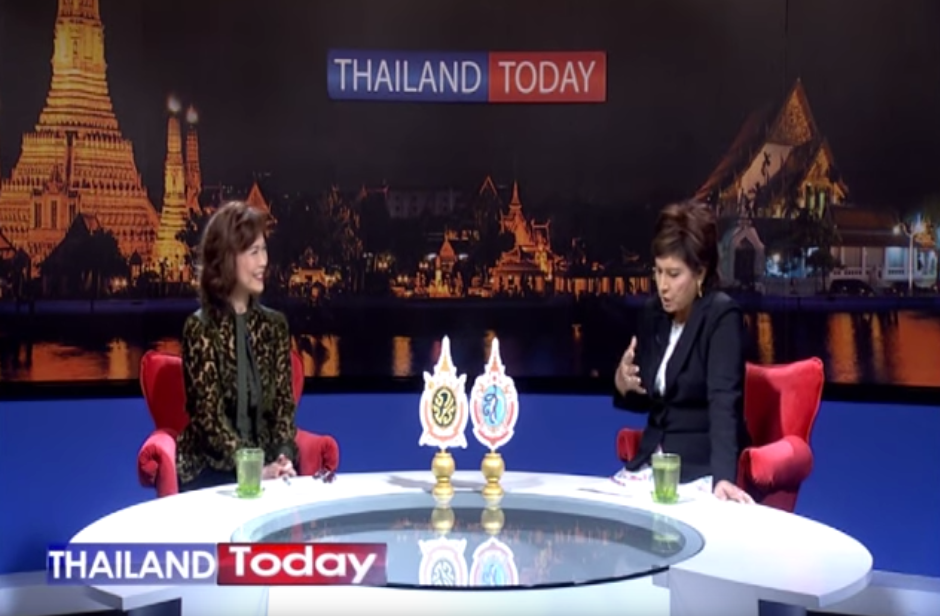Ms. Ratanawadee H. Winther discusses road safety on the television program Thailand Today.