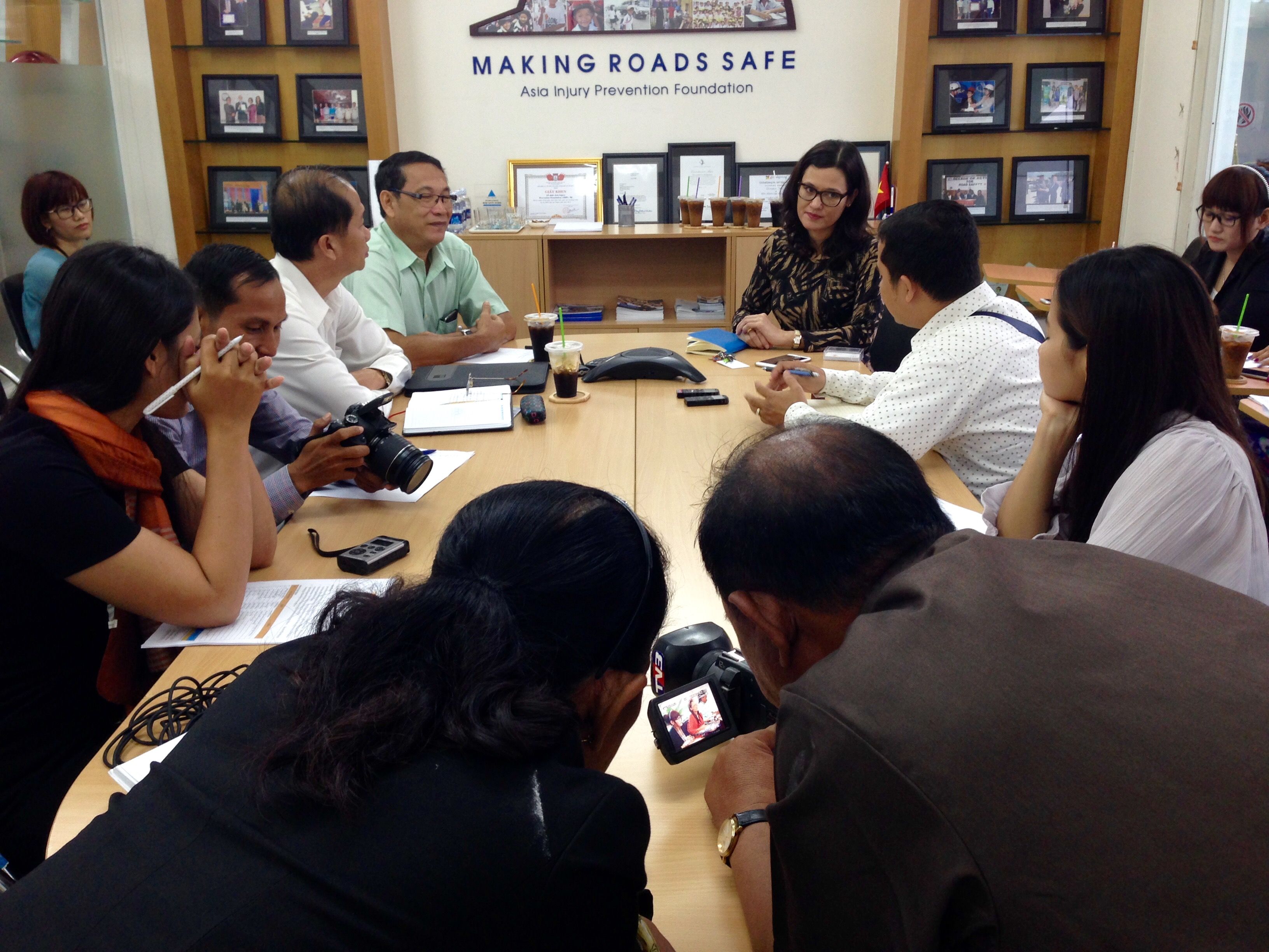 Journalists are joined by H.E. Ty Long, H.E. Keam Marethiya, and AIP Foundation CEO Mirjam Sidik in Ho Chi Minh City.