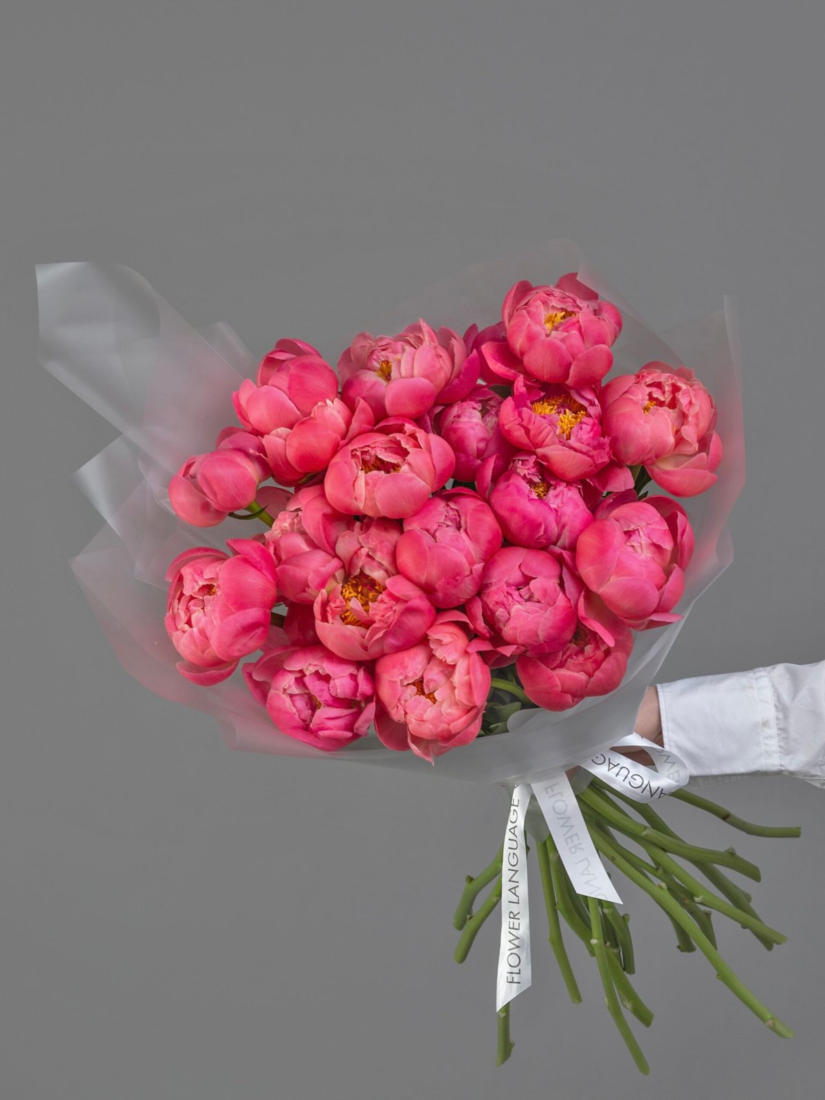 букет из 21 пиона Coral