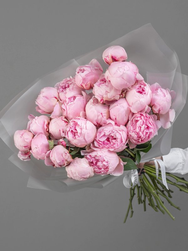 букет из 21 пиона Sarah Bernhardt — вид 2