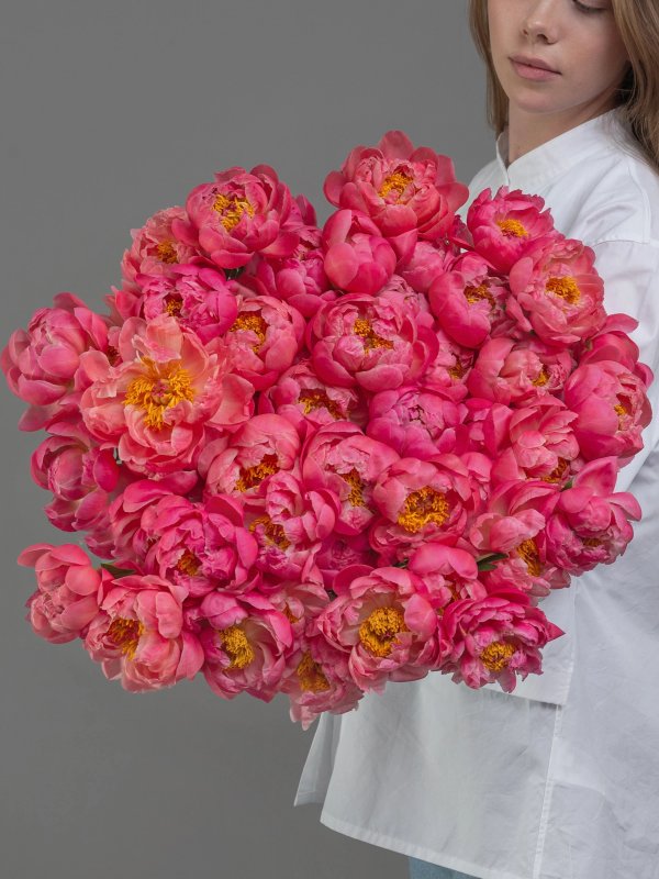 букет из 51 пиона Coral