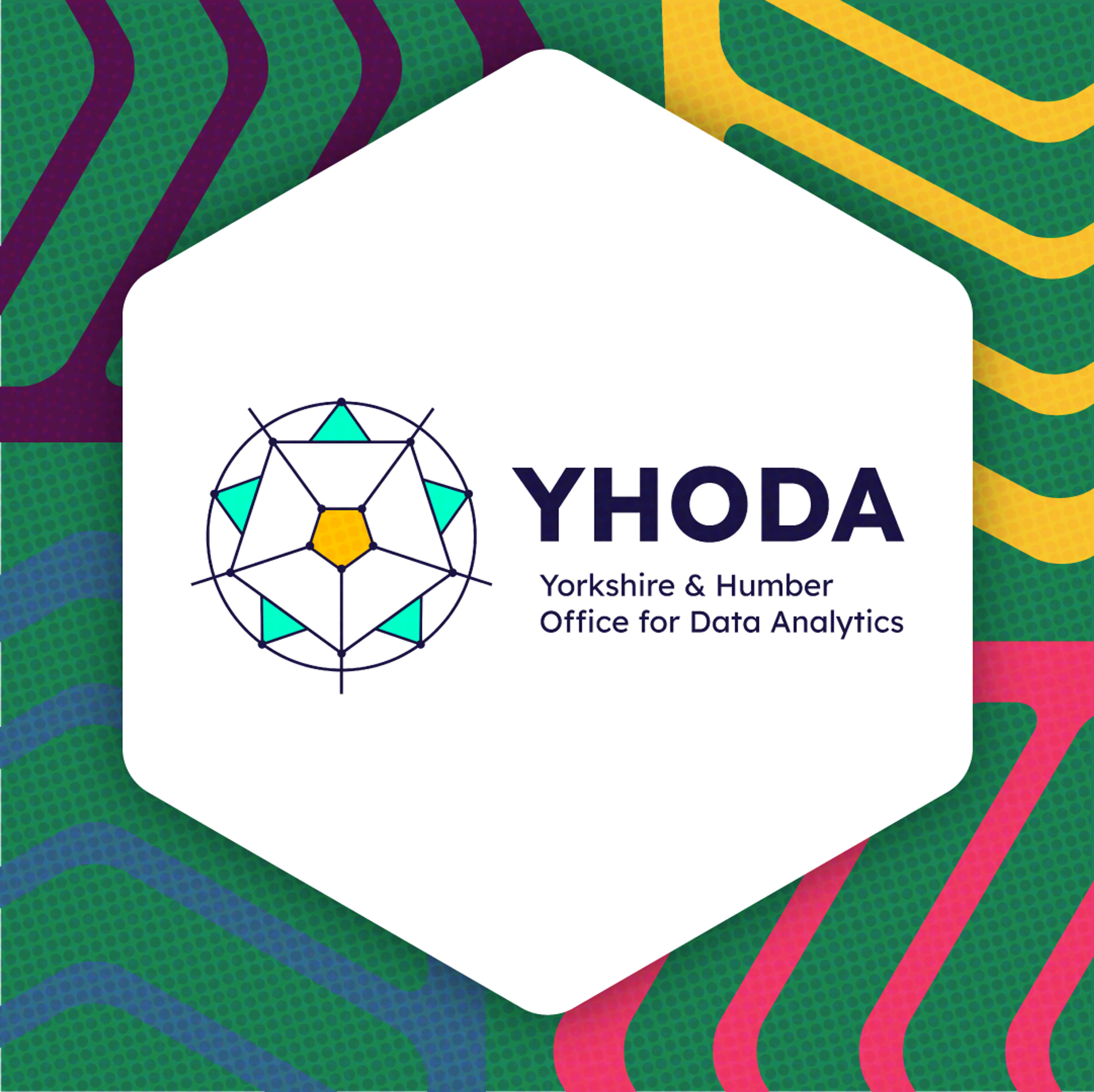 A green graphic displaying a white card and in the middle is the Yorkshire and Humber Office for Data Analytics logo.