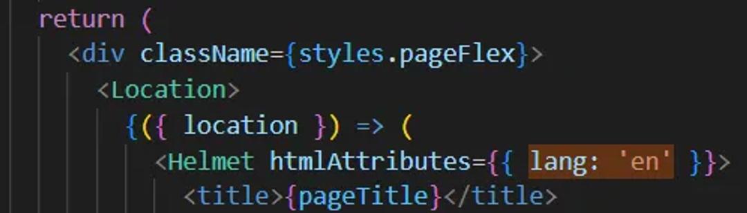 Example of the “lang” attribute indicating that a document is in English