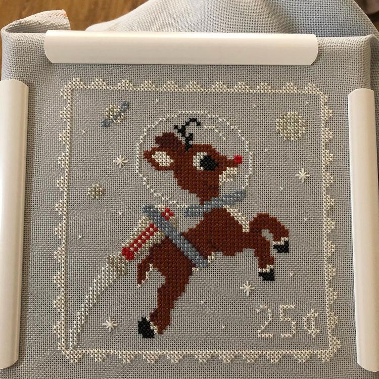 Astronaut Rudolph Postage Stamp Cross Stitch Pattern · Wild Violet ...
