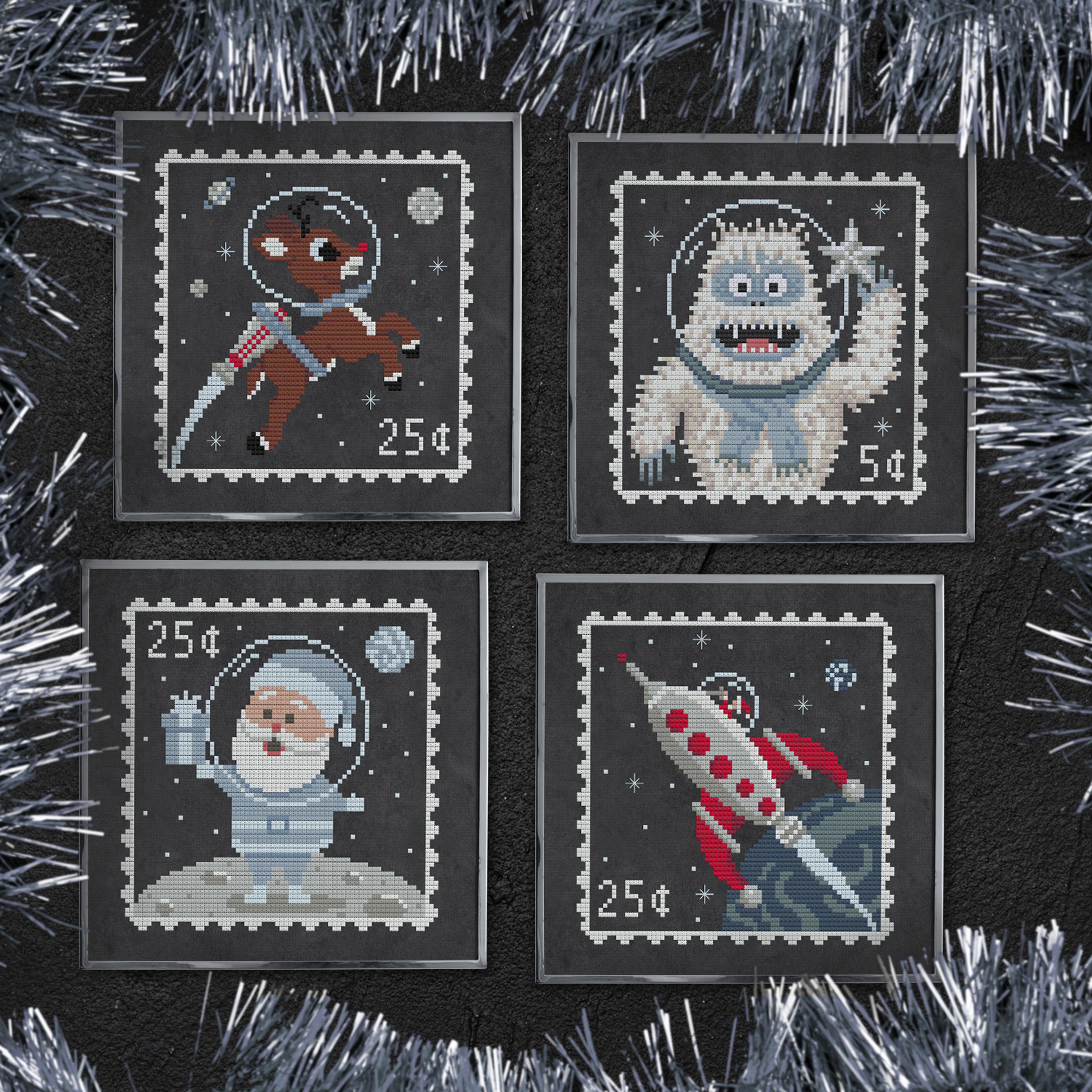 Christmas in Space Postage Stamps