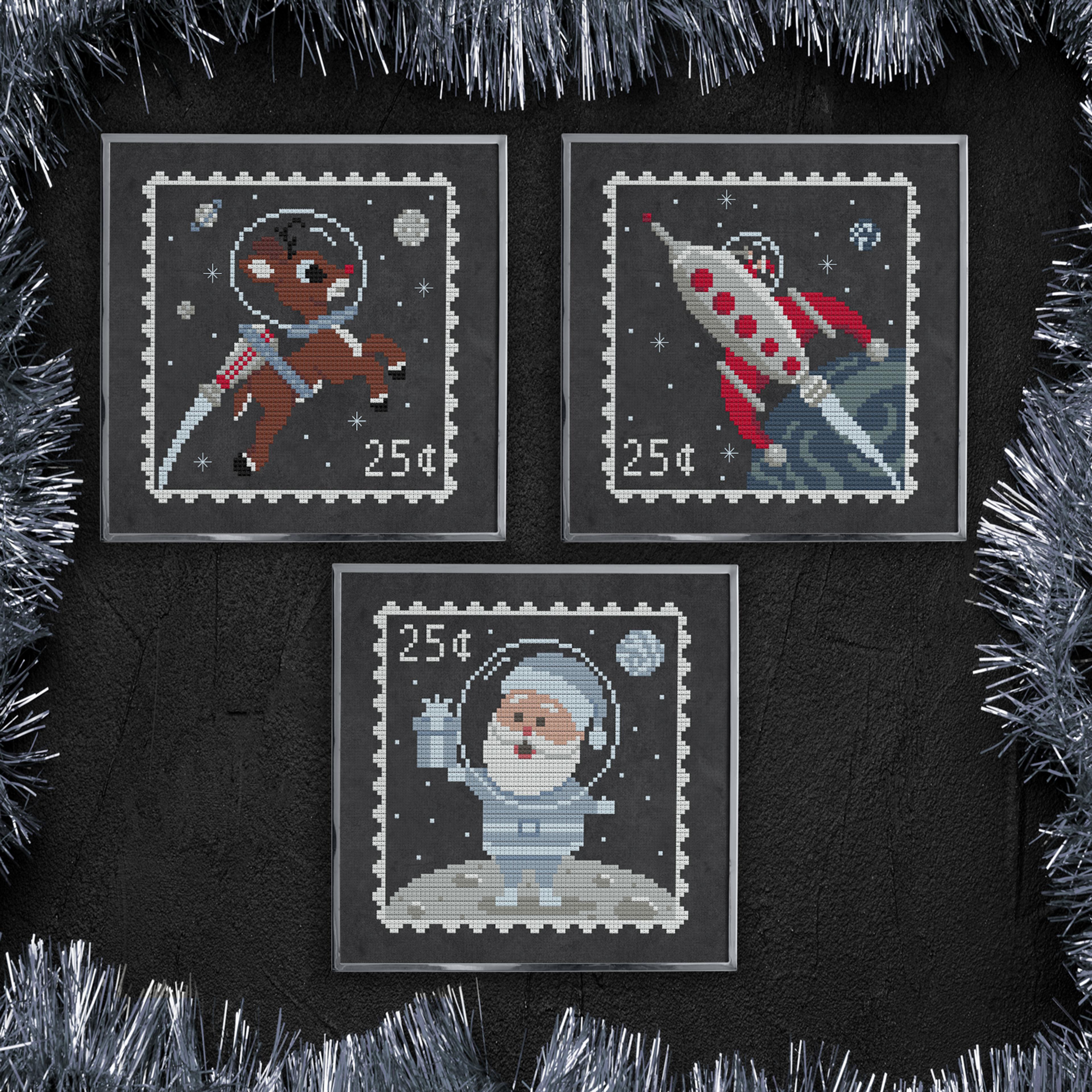 Christmas in Space Postage Stamps