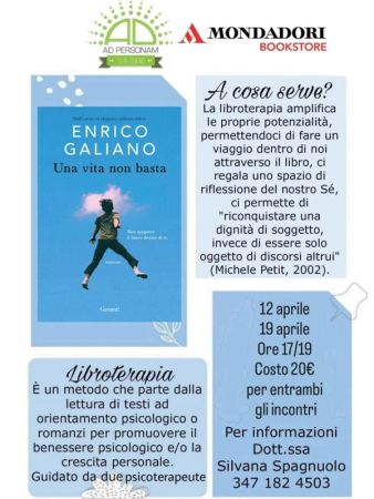 Laboratorio di Libroterapia – “Una vita non basta” di Enrico Galiano