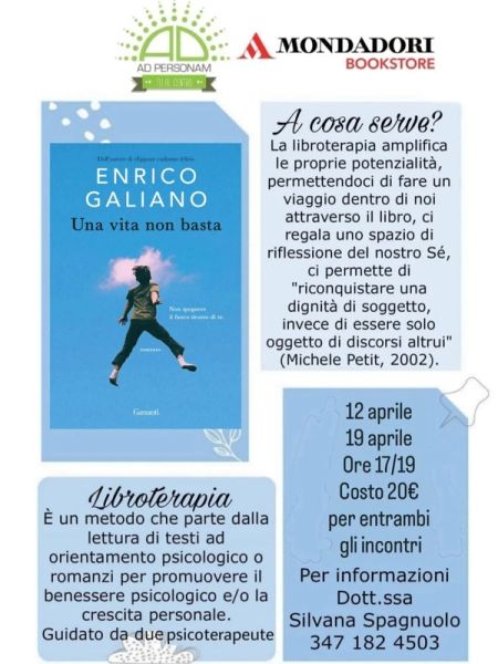 Laboratorio di Libroterapia – “Una vita non basta” di Enrico Galiano