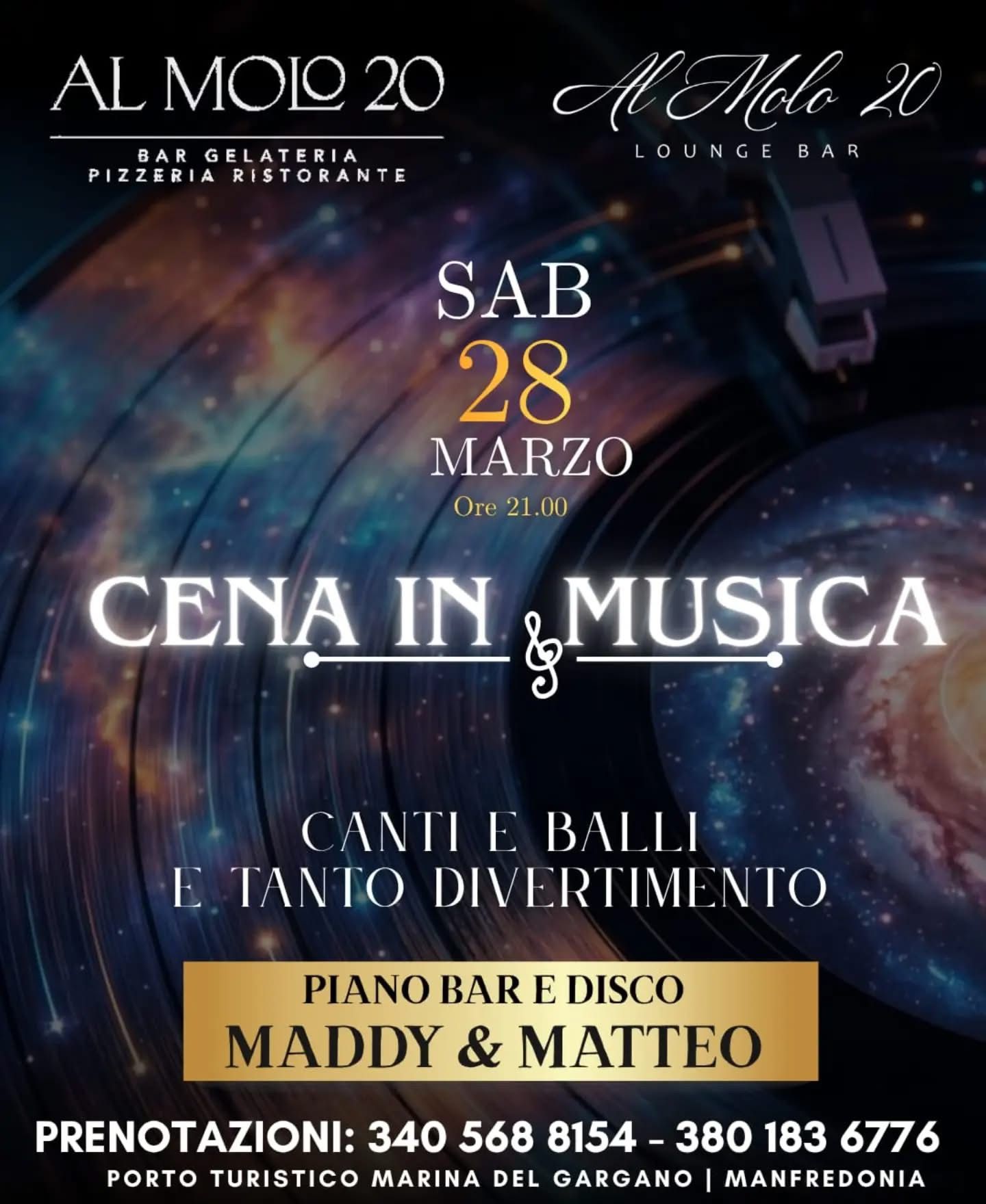 Cena in musica con Maddy & Matteo | Al Molo 20