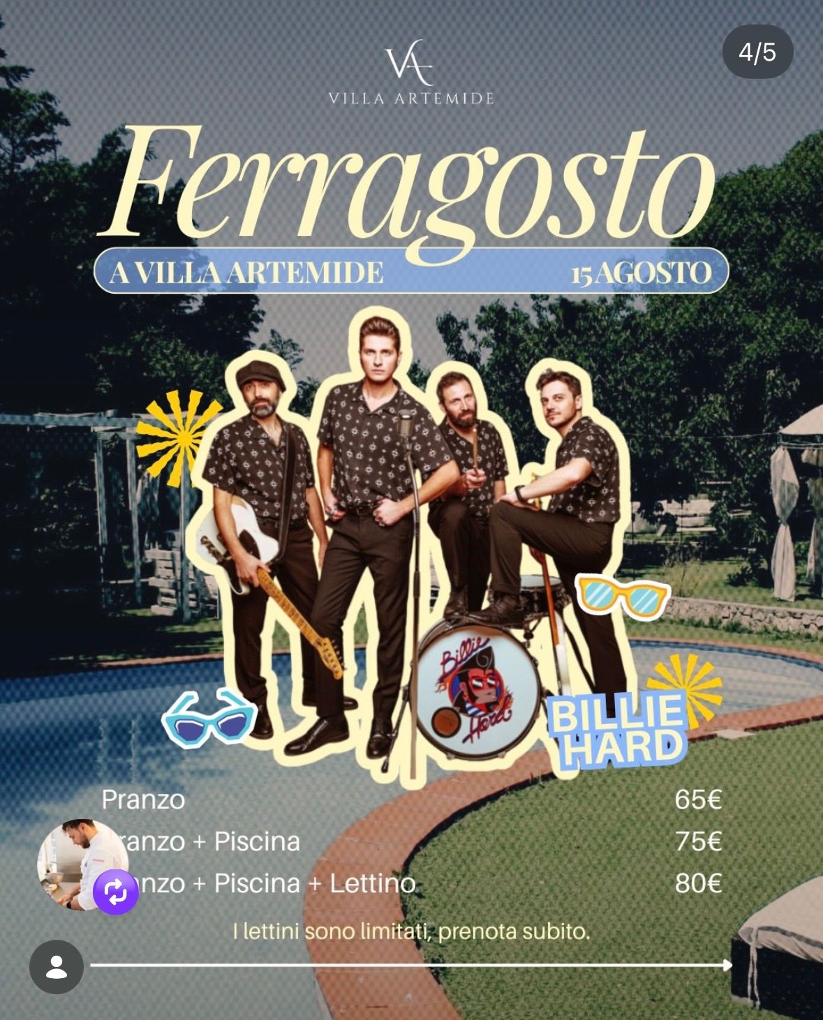 Ferragosto 2026 con Billie Hard | Villa Artemide