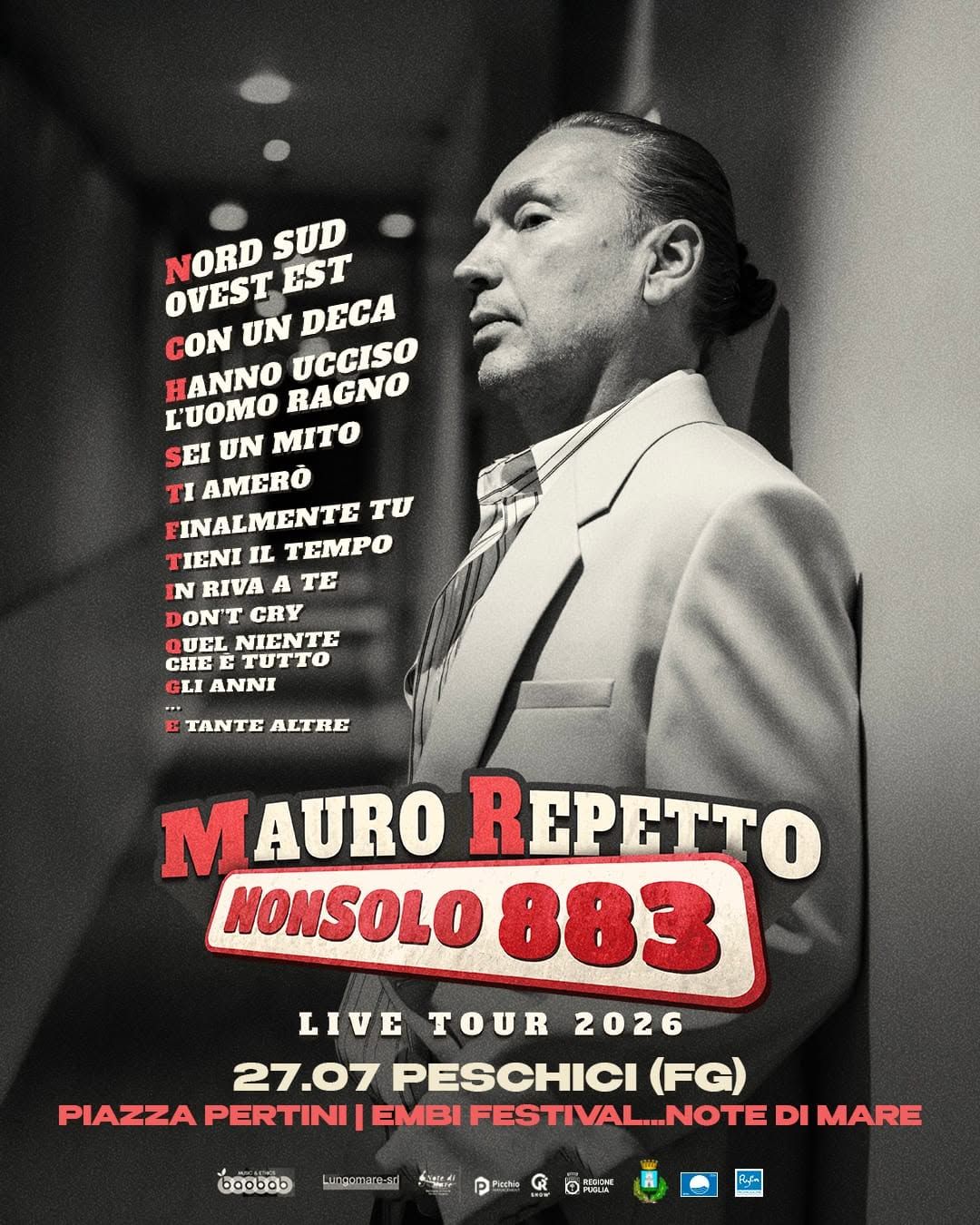 ANNULLATO Mauro Repetto – Non Solo 883 Live Tour 2026 | Peschici