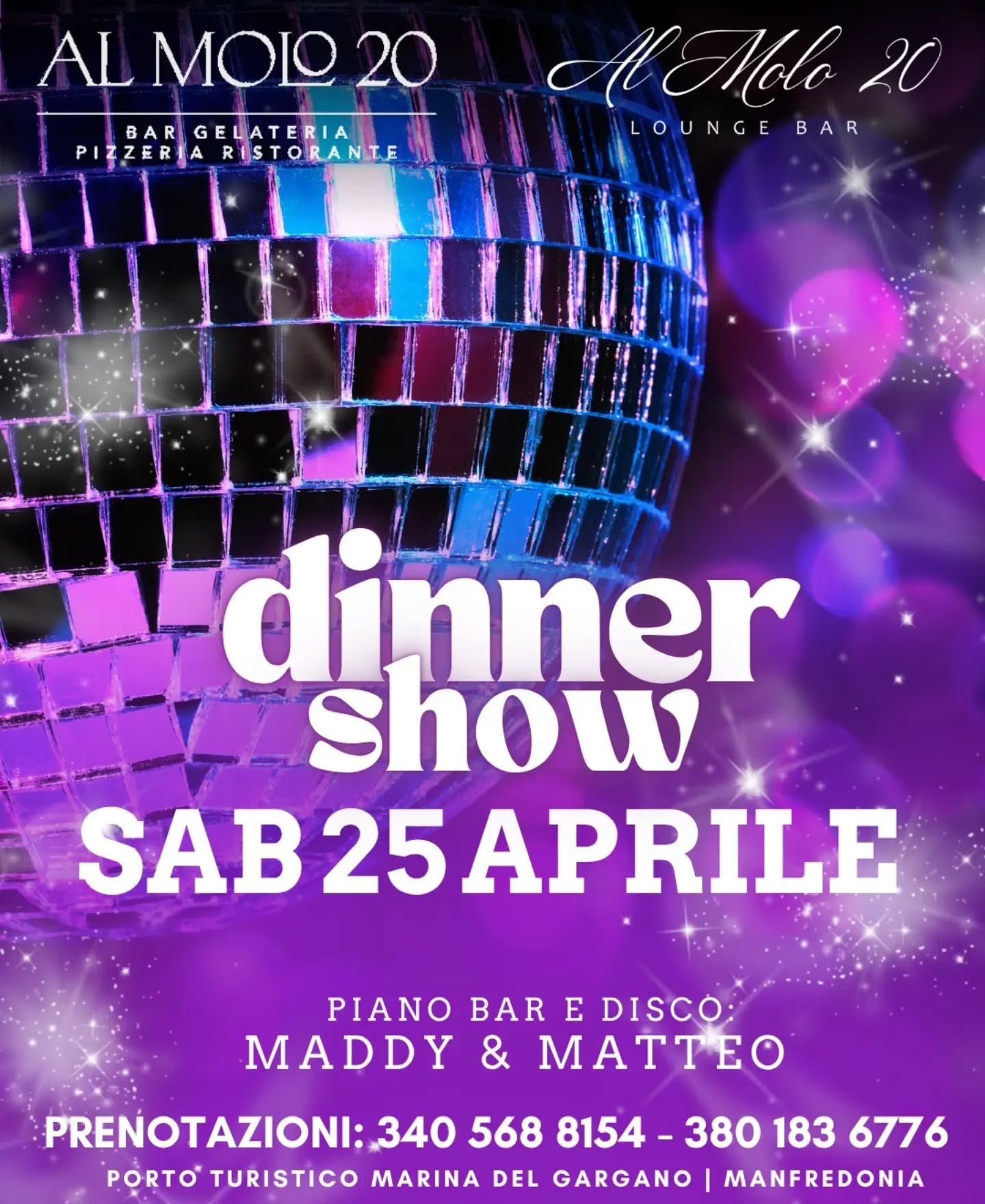 Dinner show: piano bar e disco | Al Molo 20