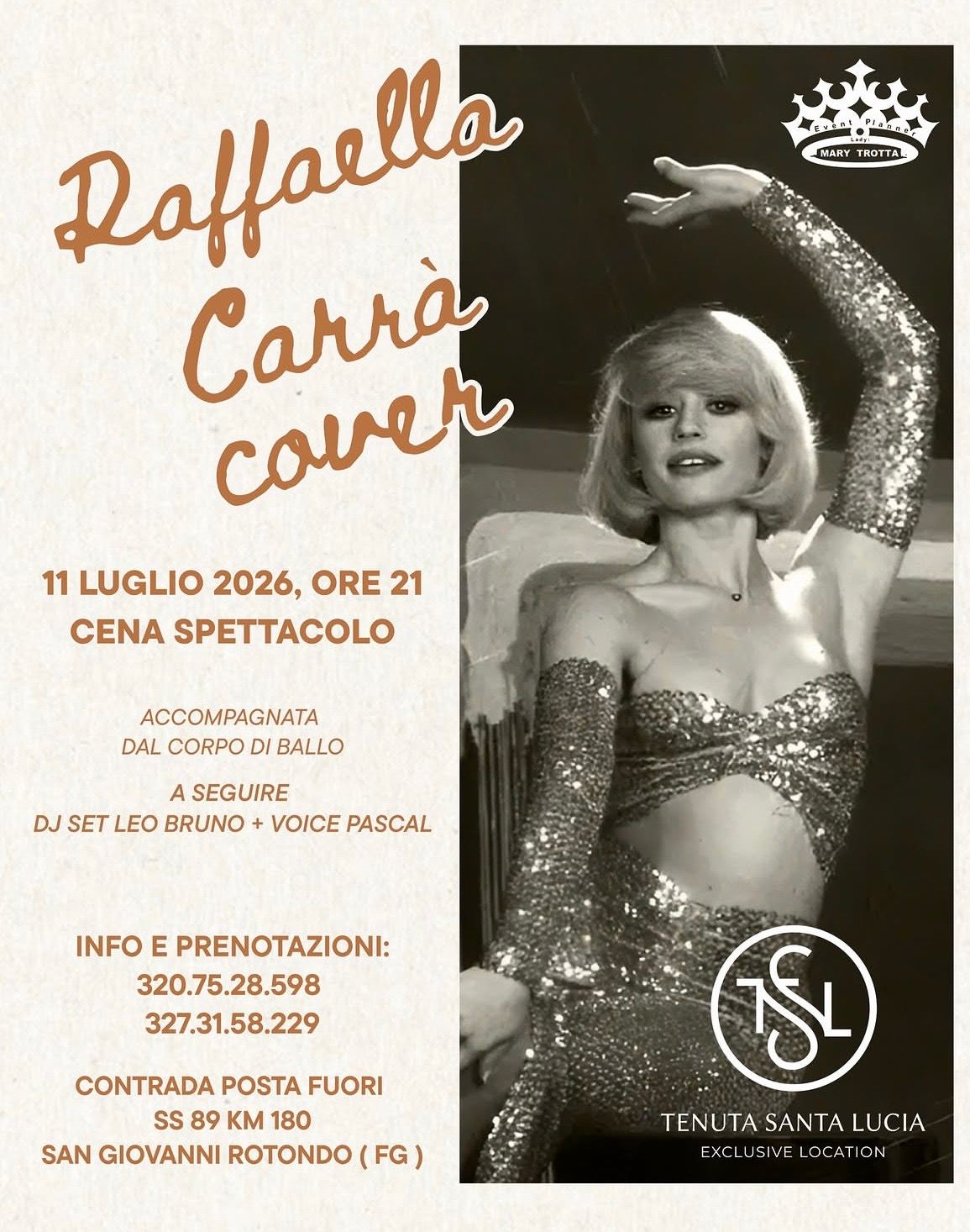 Raffaella Carrà Cover Show – Cena Spettacolo