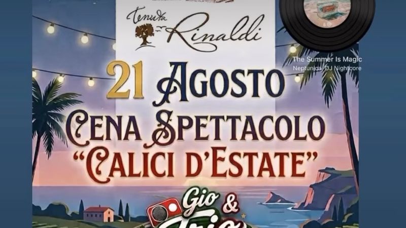 Calici d'Estate a Tenuta Rinaldi: cena spettacolo con Gio & Trio Italiano