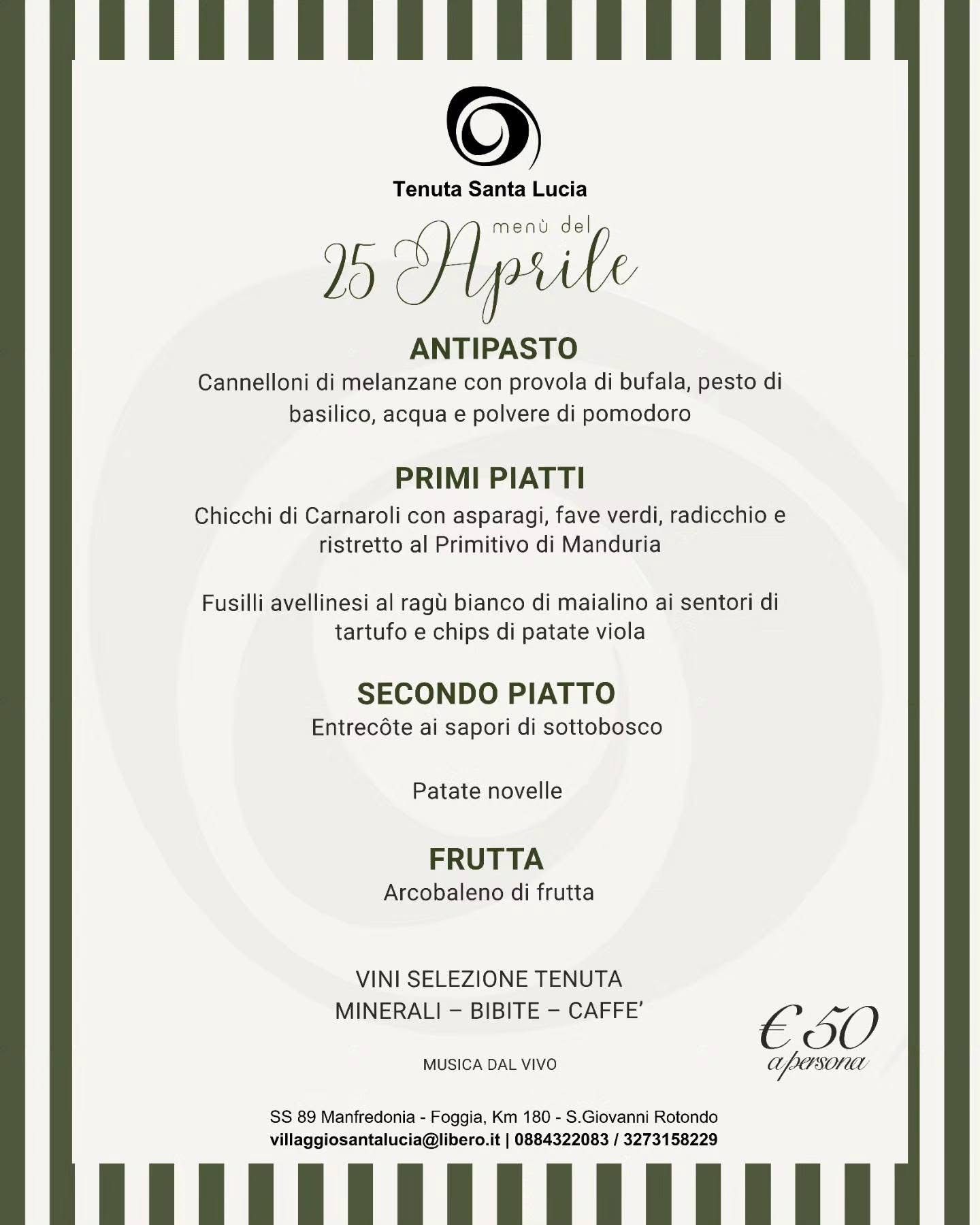 Pranzo del 25 aprile | Tenuta Santa Lucia
