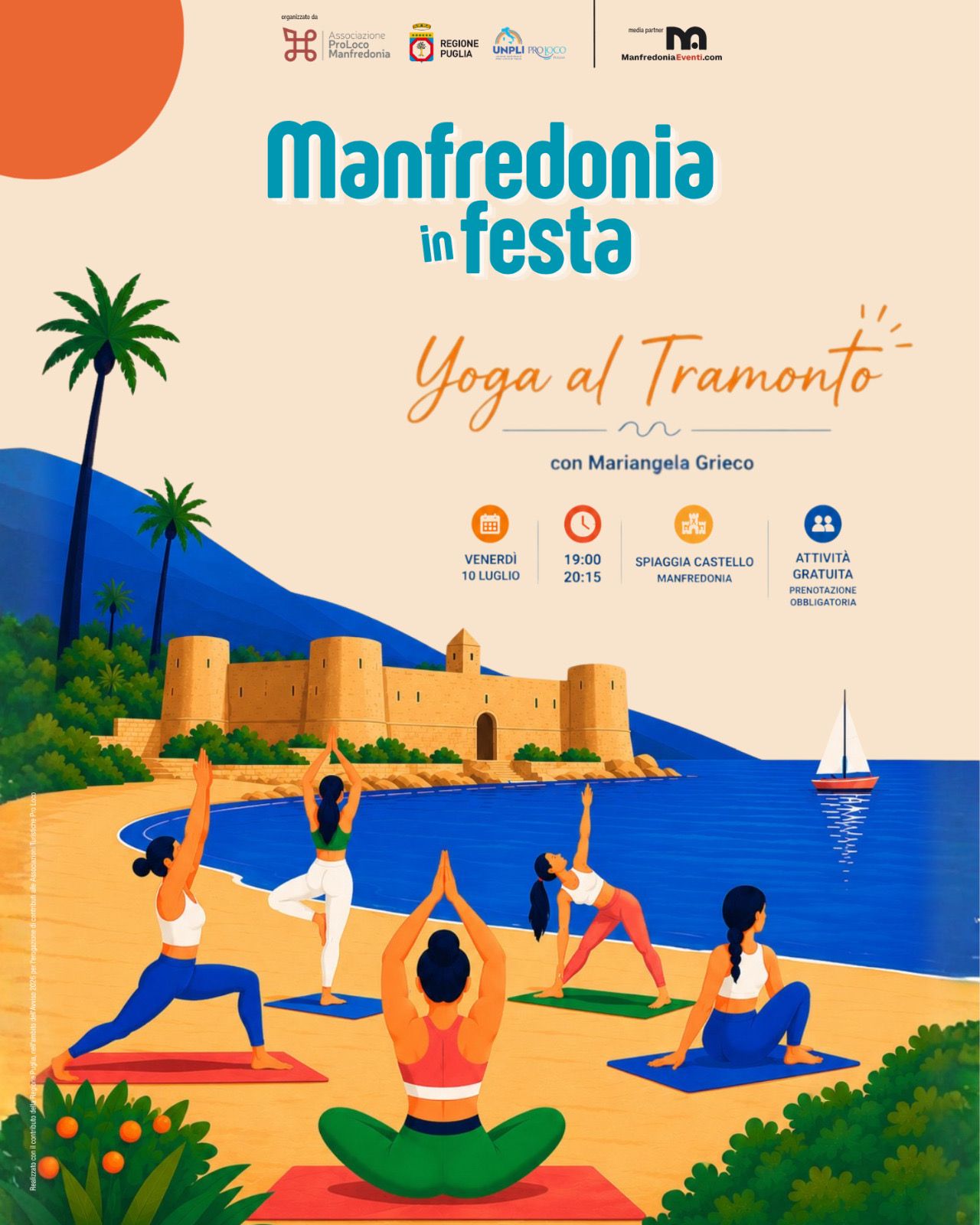 Yoga al Tramonto in Spiaggia Castello | Proloco Manfredonia in Festa