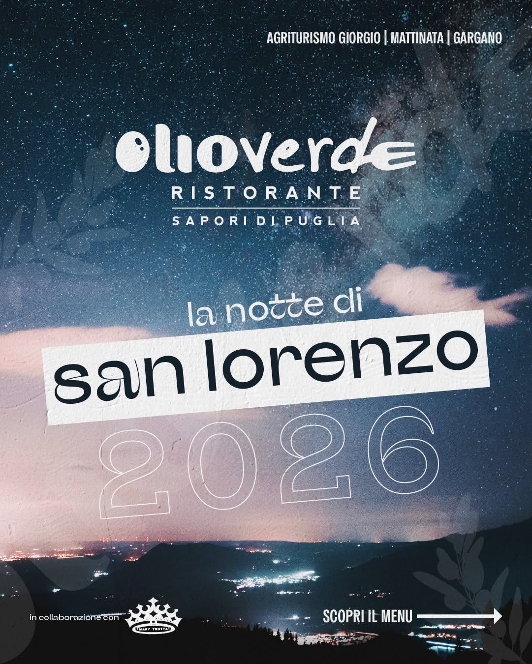 La Notte di San Lorenzo 2026 da Olioverde Ristorante | Mattinata