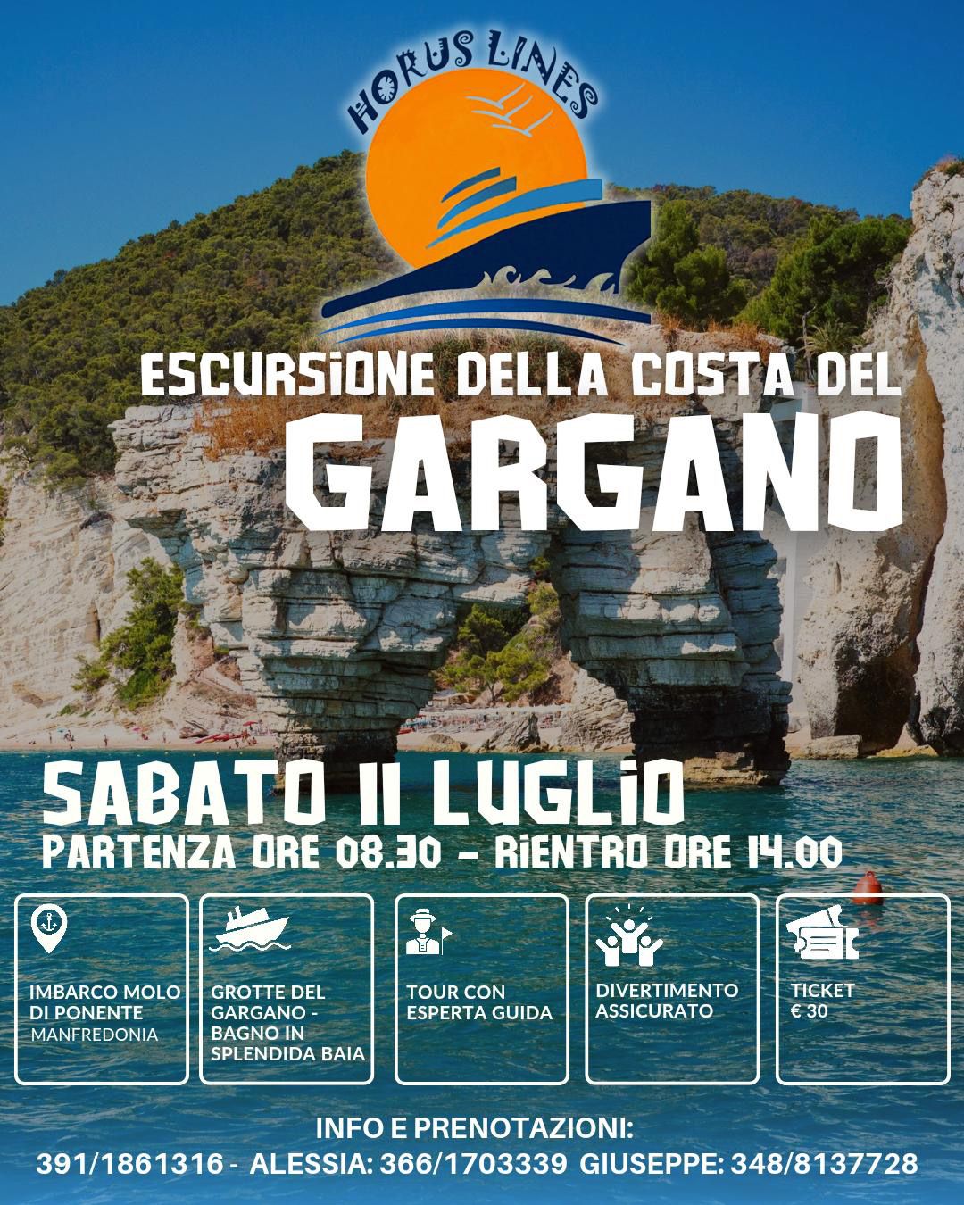 Escursione della Costa del Gargano in barca con Horus Lines