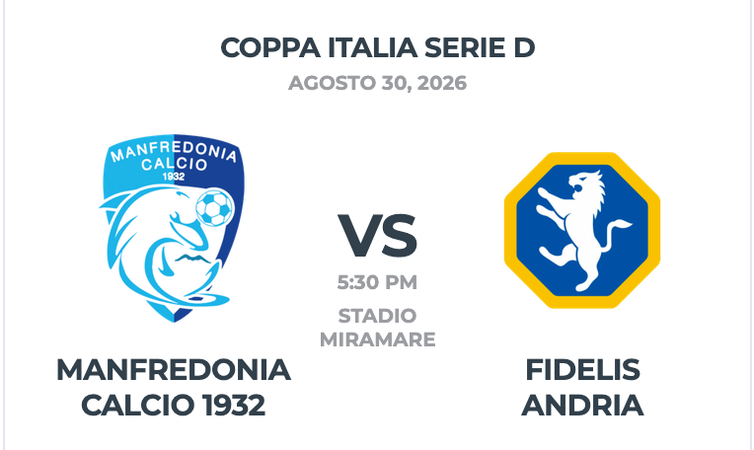 Manfredonia – Fidelis Andria | Calcio Coppa Italia Serie D