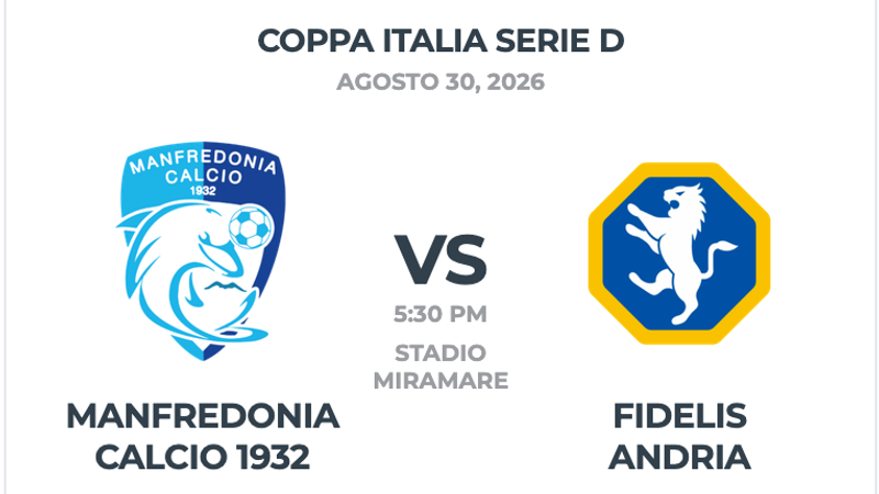 Manfredonia – Fidelis Andria | Calcio Coppa Italia Serie D Manfredonia – Fidelis Andria | Calcio Coppa Italia Serie D
