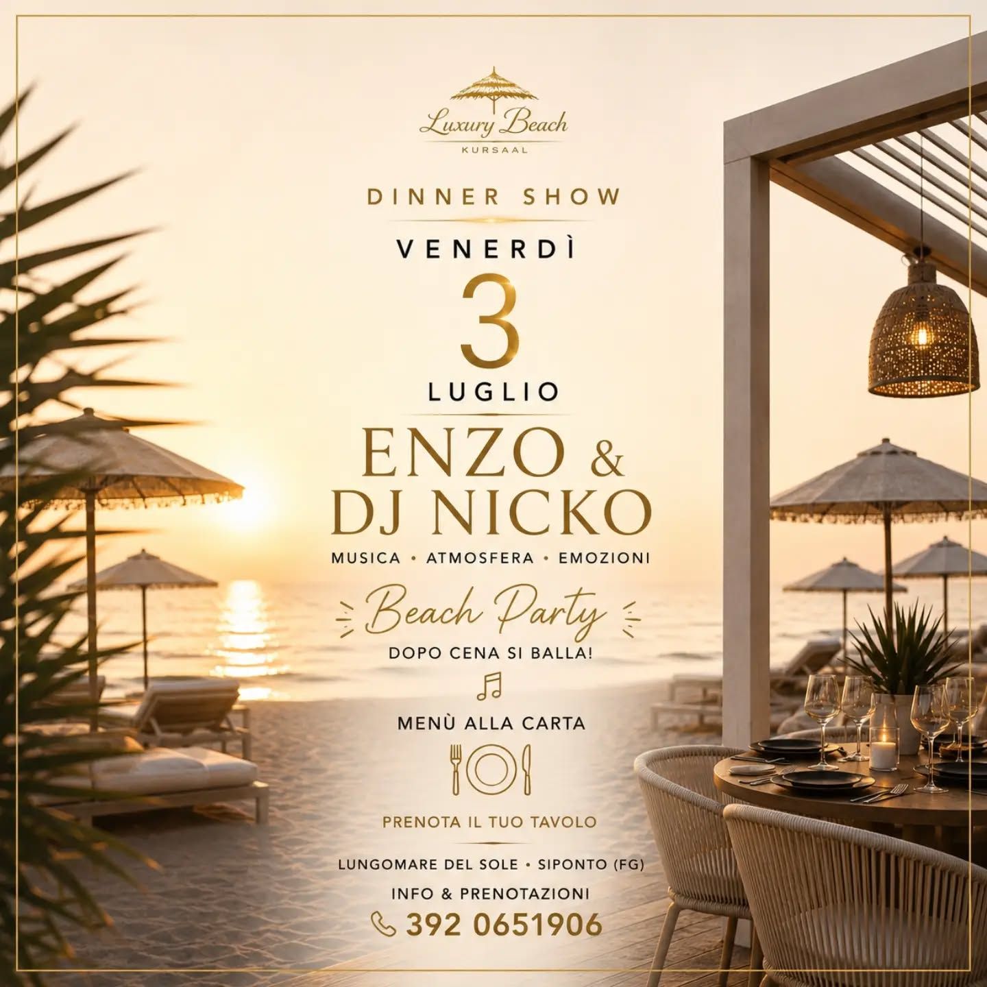 Dinner Show e Beach Party | Luxury Beach Kursaal