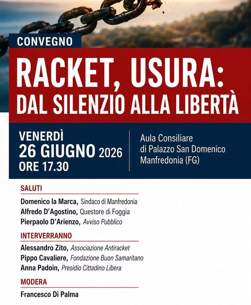 Convegno “Racket e usura: dal silenzio alla libertà” a Manfredonia