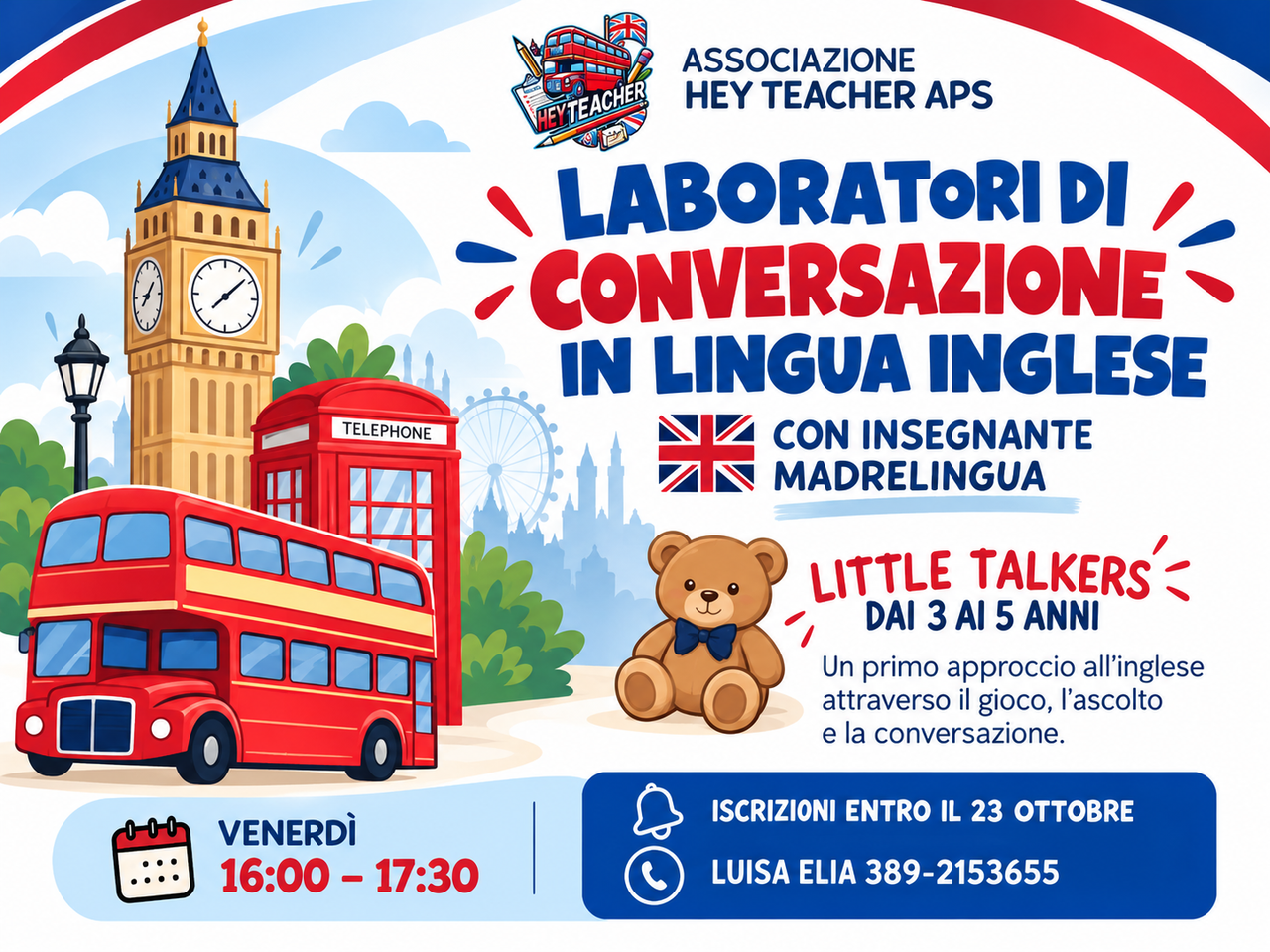 Laboratori di conversazione di lingua inglese Hey Teacher