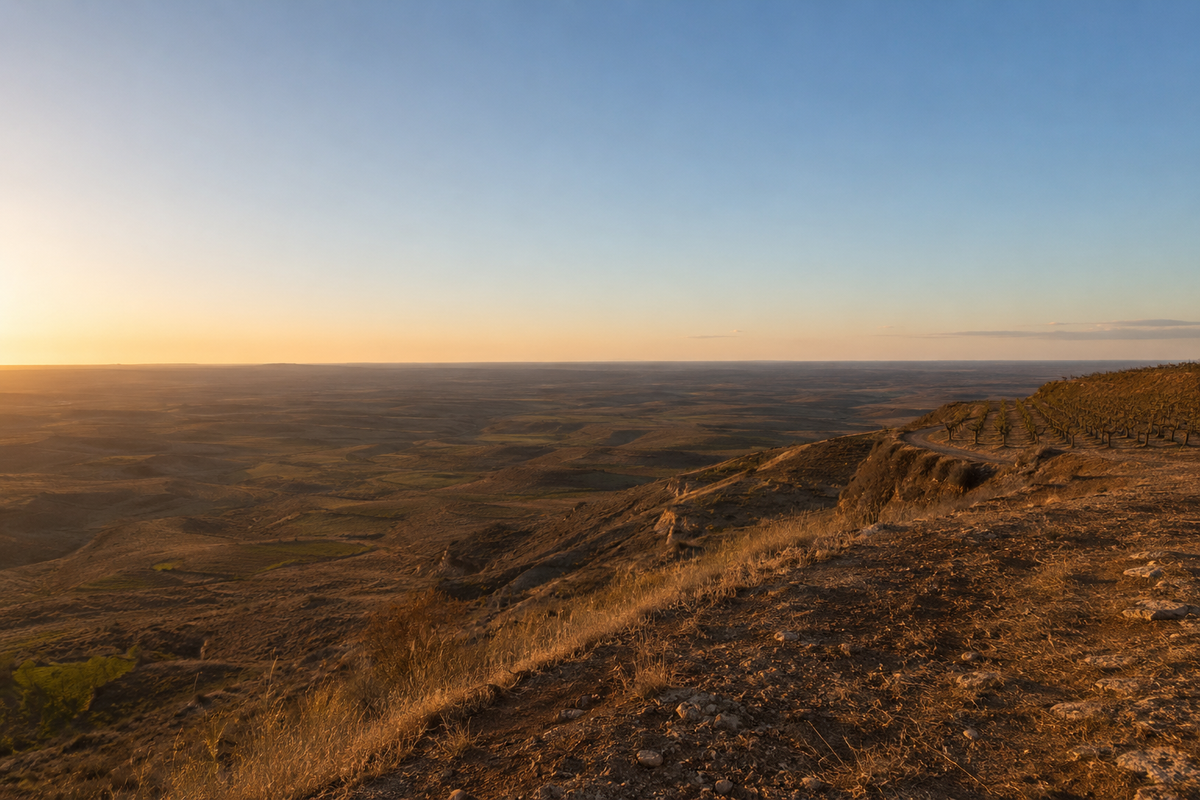 An open, west-facing ridge in the Spanish interior, the clear western horizon you need to watch the low-Sun 2026 eclipse.