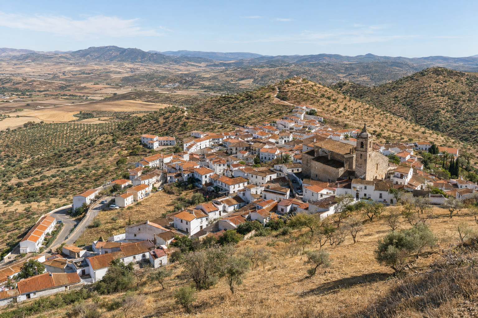  a chestnut-wooded stone village in the Sierra de Aracena, Huelva, and a stone village in the Sierra de Gata, Cáceres — the two green sierras this guide compares.