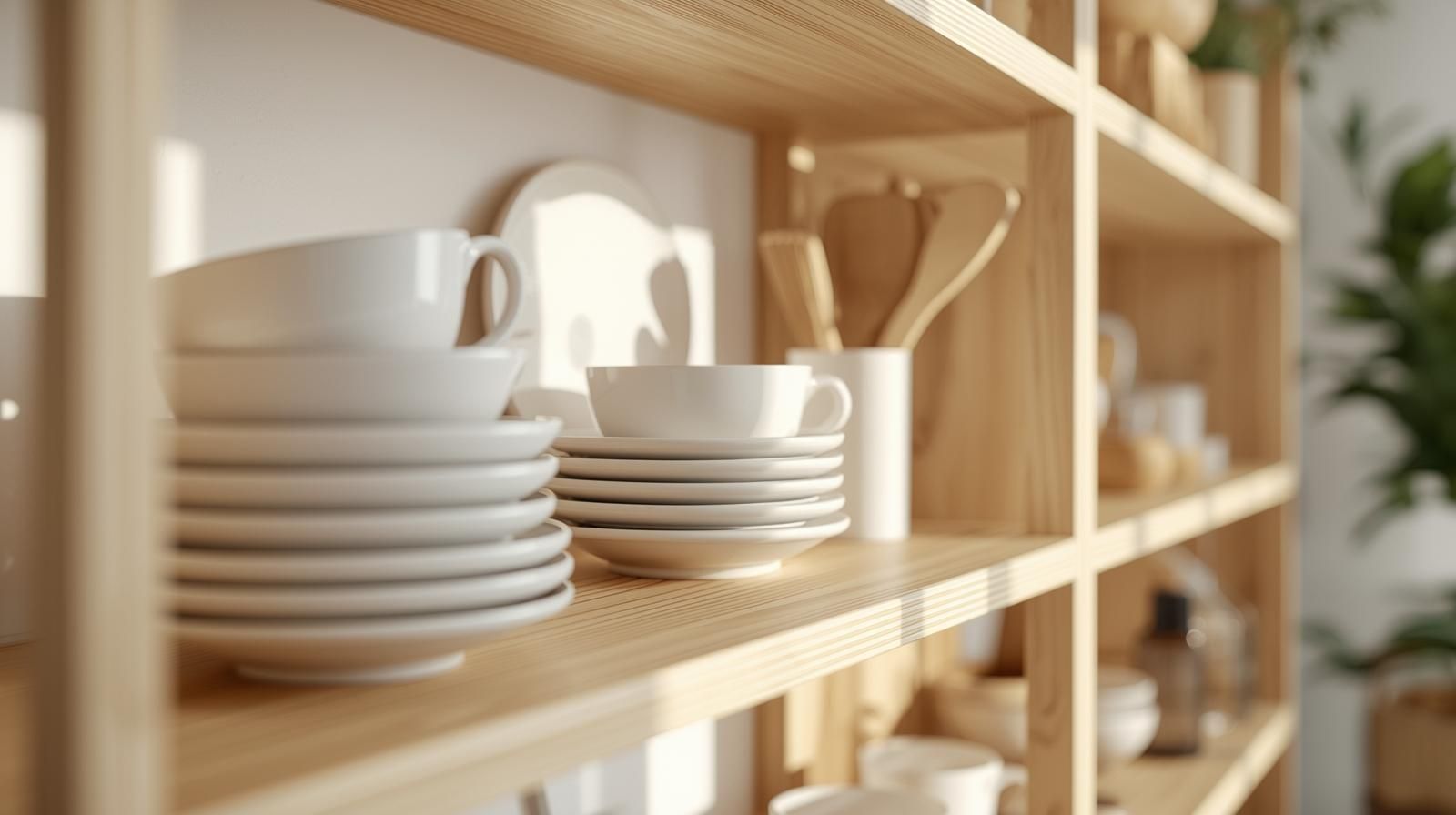 Birch open shelving detail