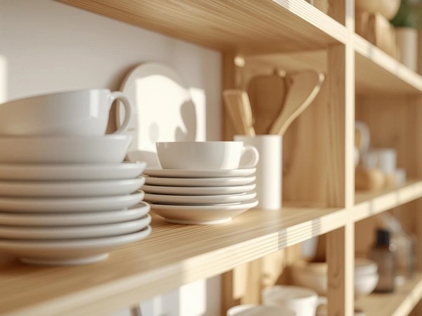 Birch open shelving detail