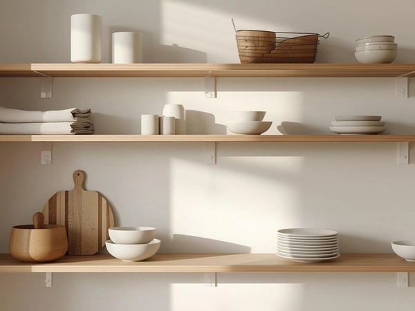 Open shelving styling