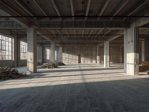 Before: Raw concrete shell