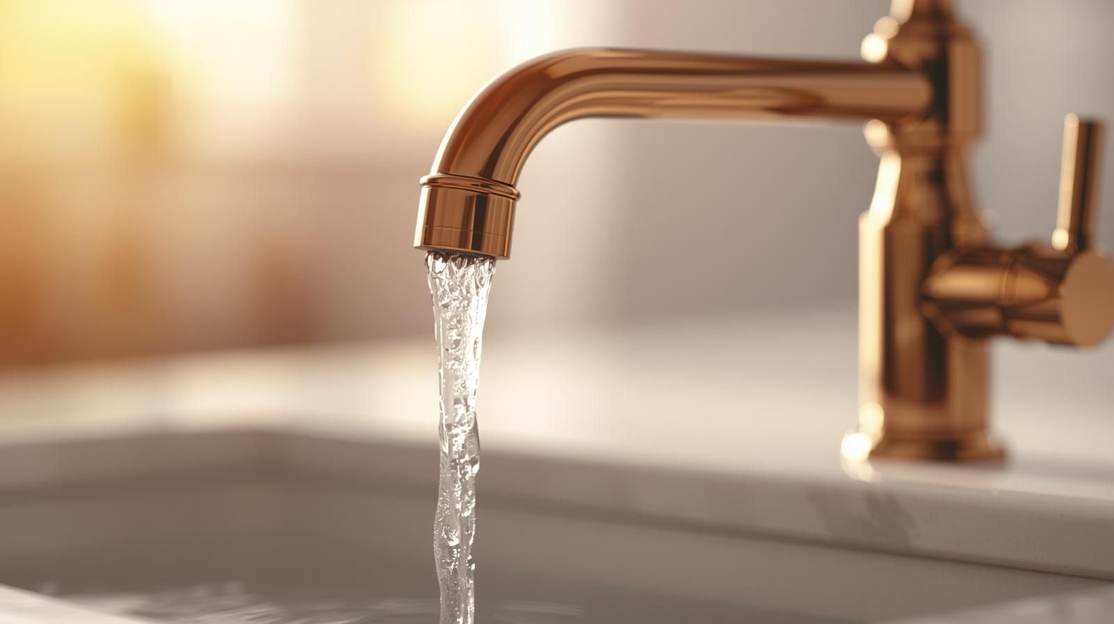 Brass faucet in use