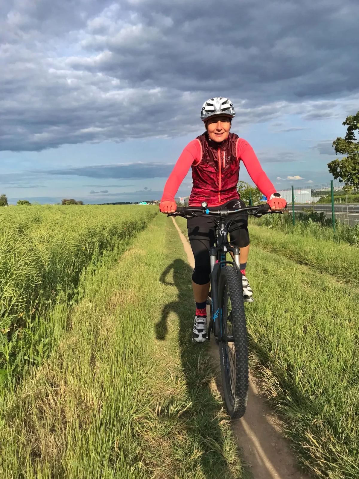 Triathlete during an independent off-road cycling session