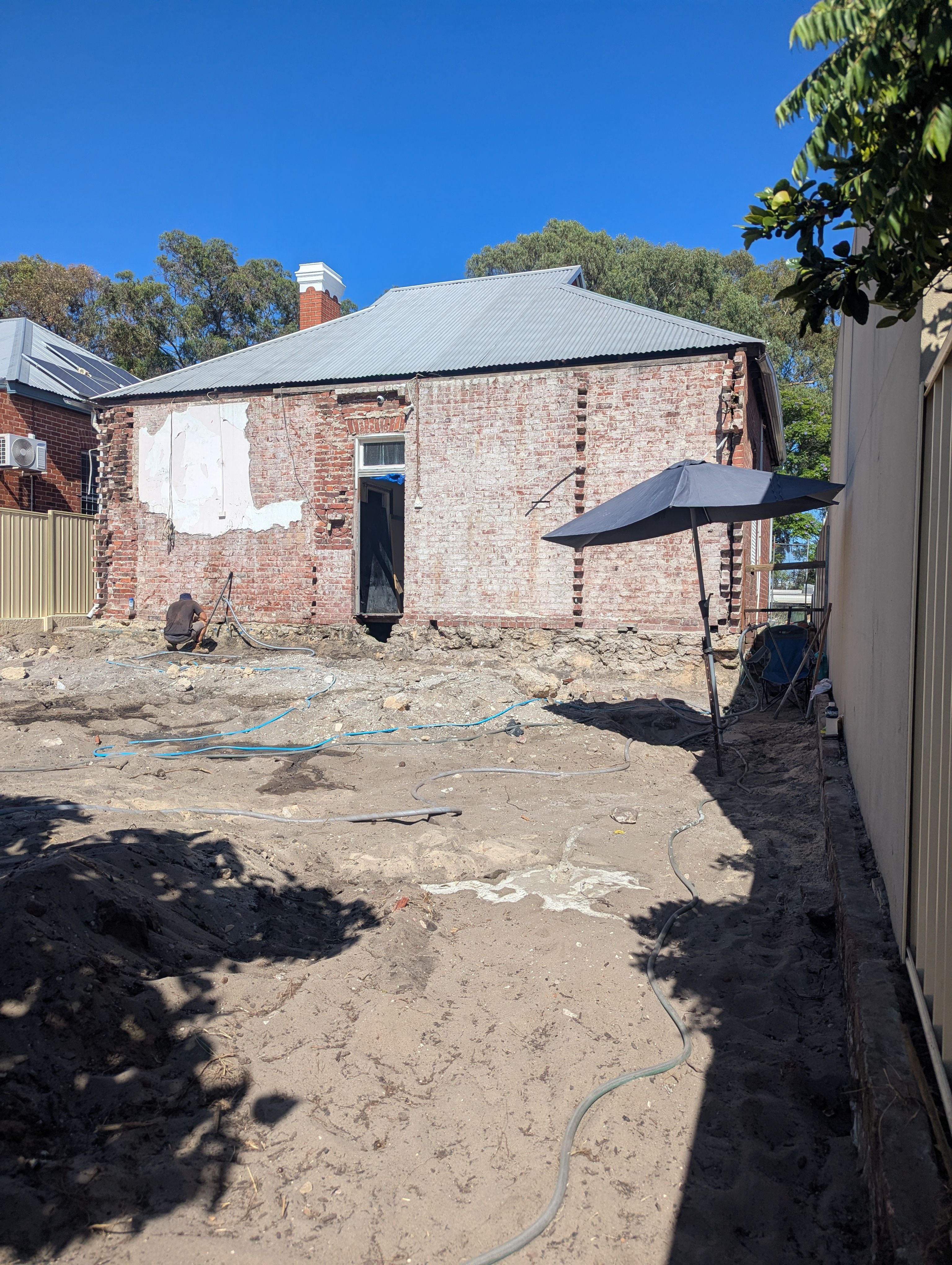cleared area near house