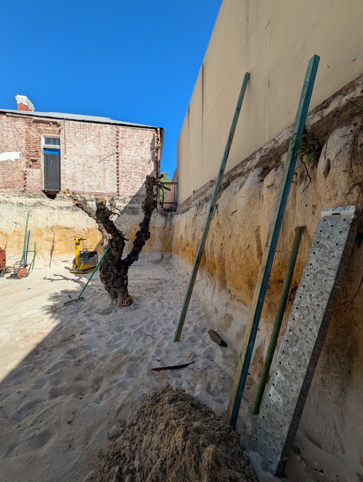 closeup of excavation pit