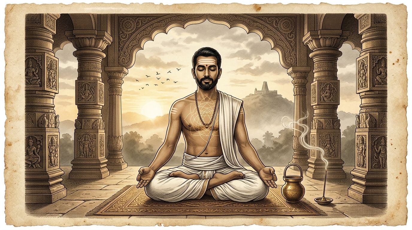 Classical Morning Yoga Sadhana Routine at Sunrise with Dinacharya, Pranayama, and Padmasana - Samyut Yoga Mysore
