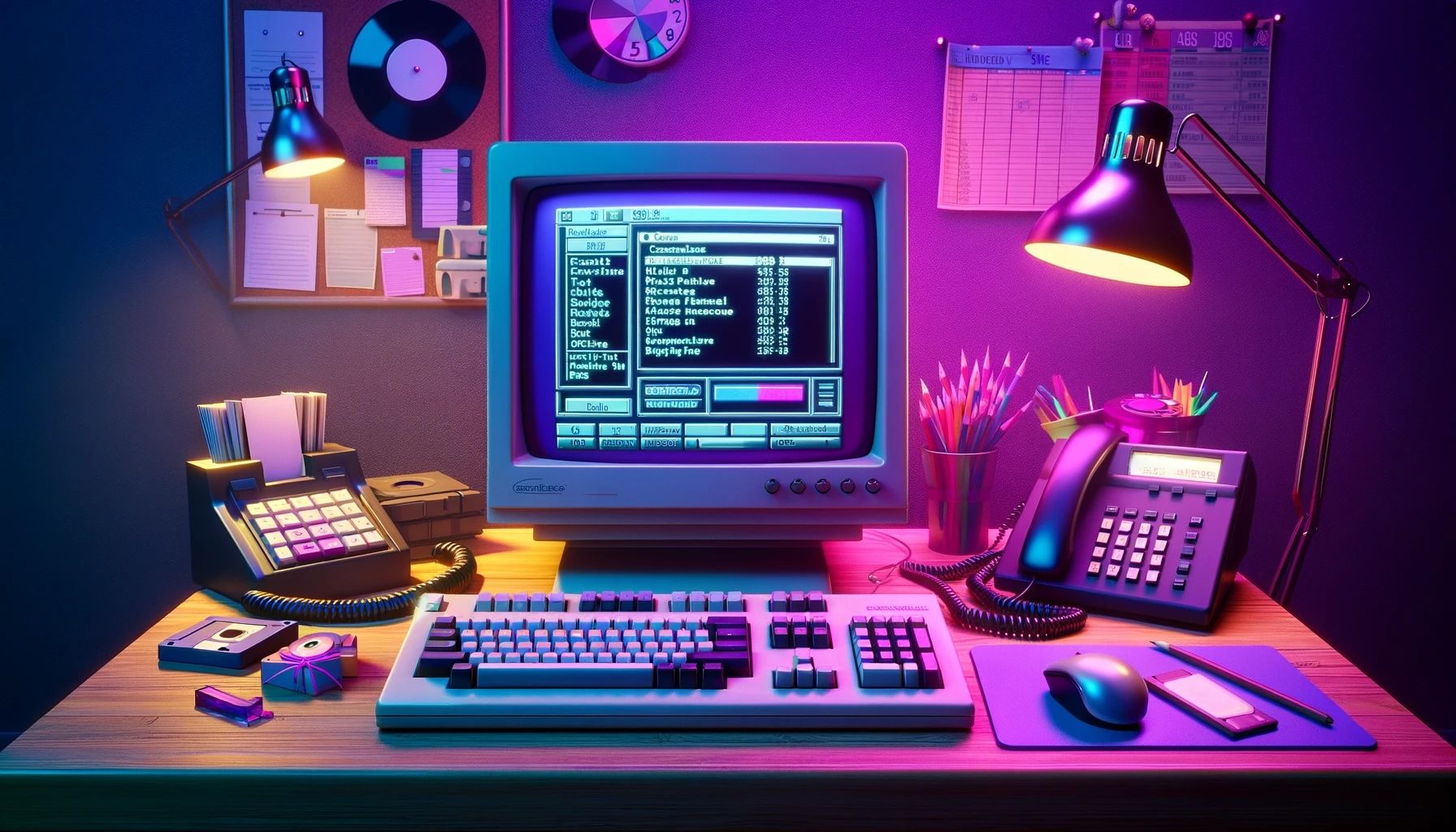 Neon 90s desktop computer