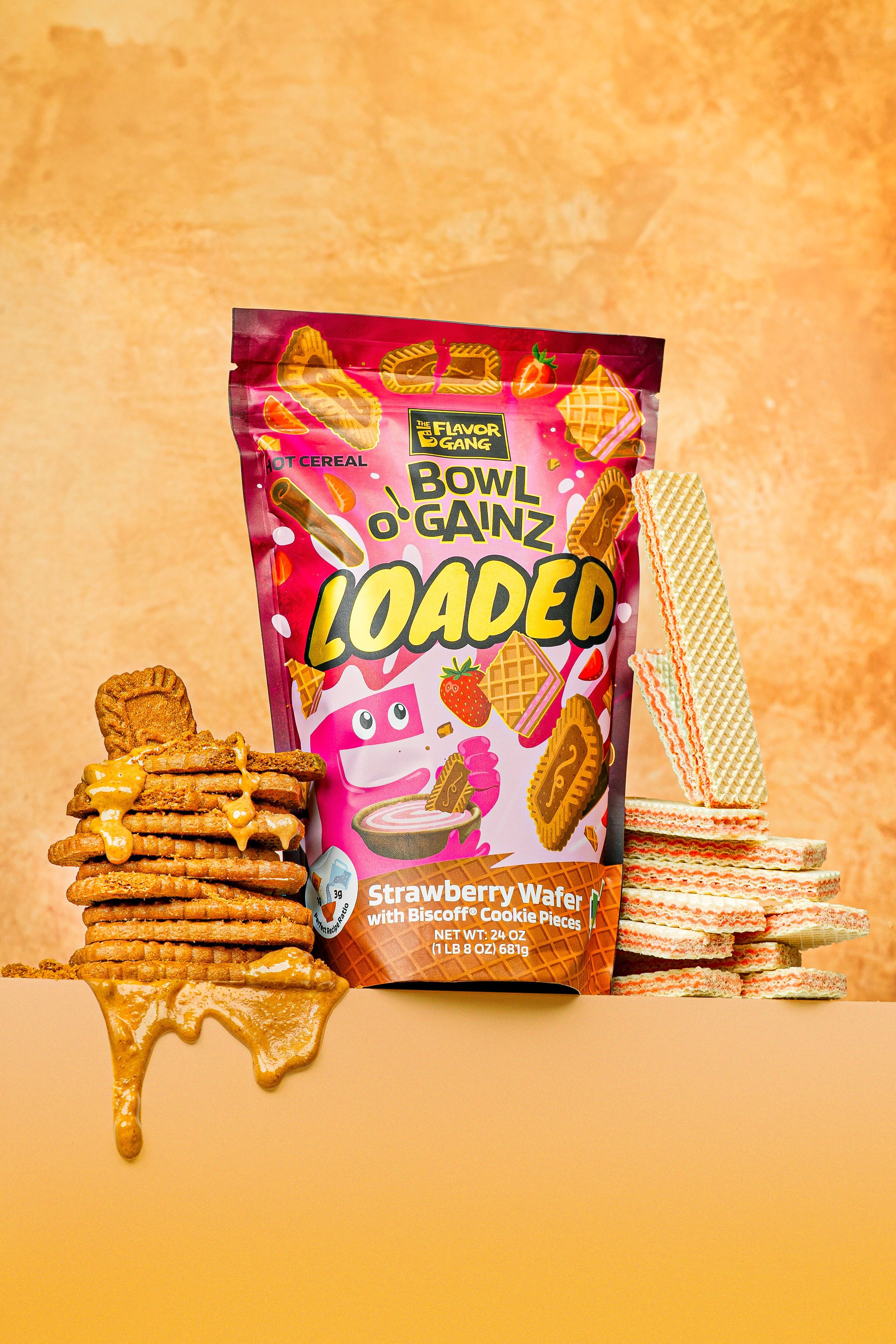 Flavor Gang packets flying out of a bag