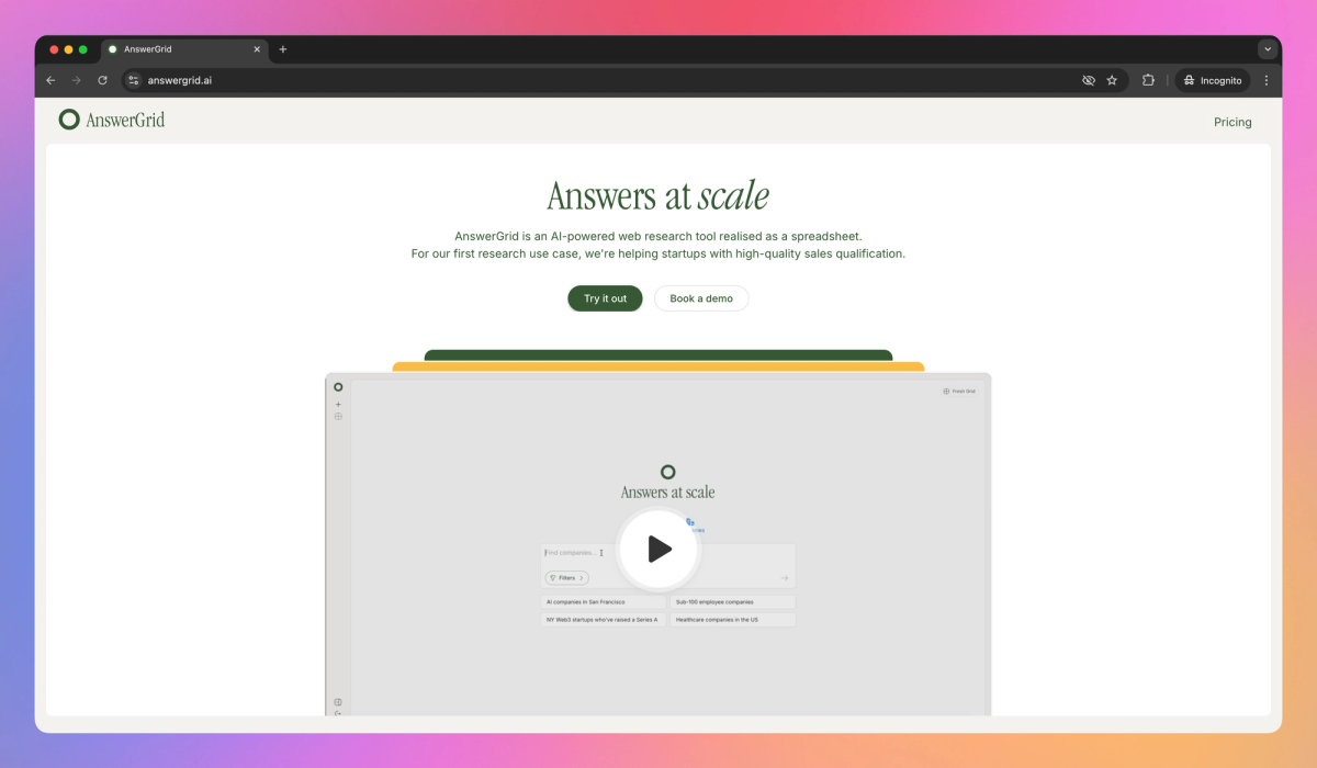 AnswerGrid screenshot