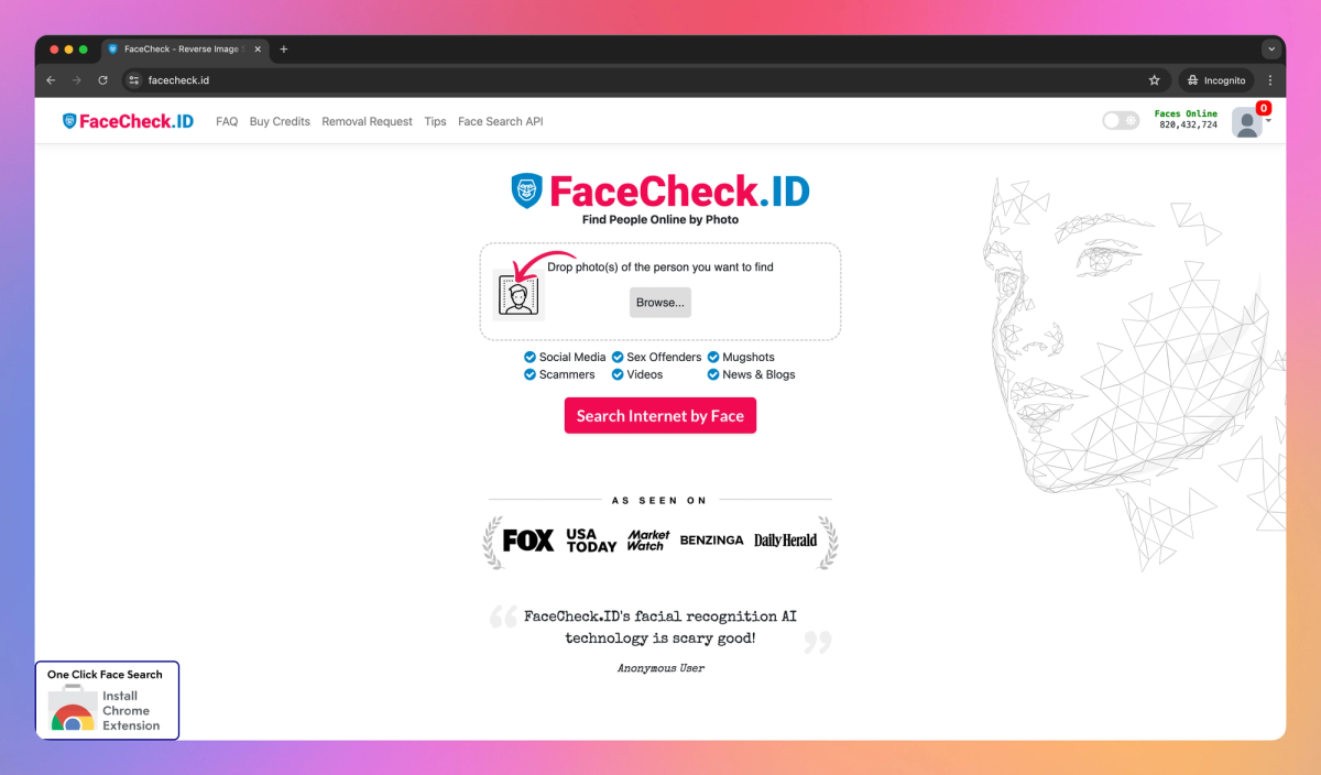 FaceCheck.ID screenshot