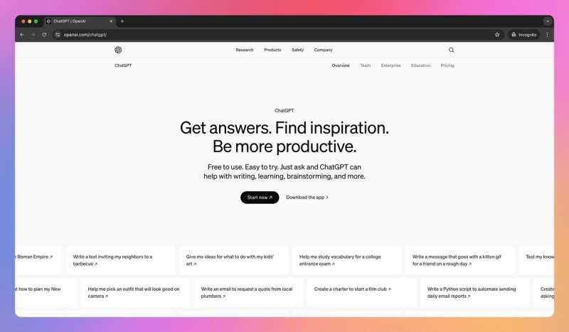 ChatGPT product screenshot