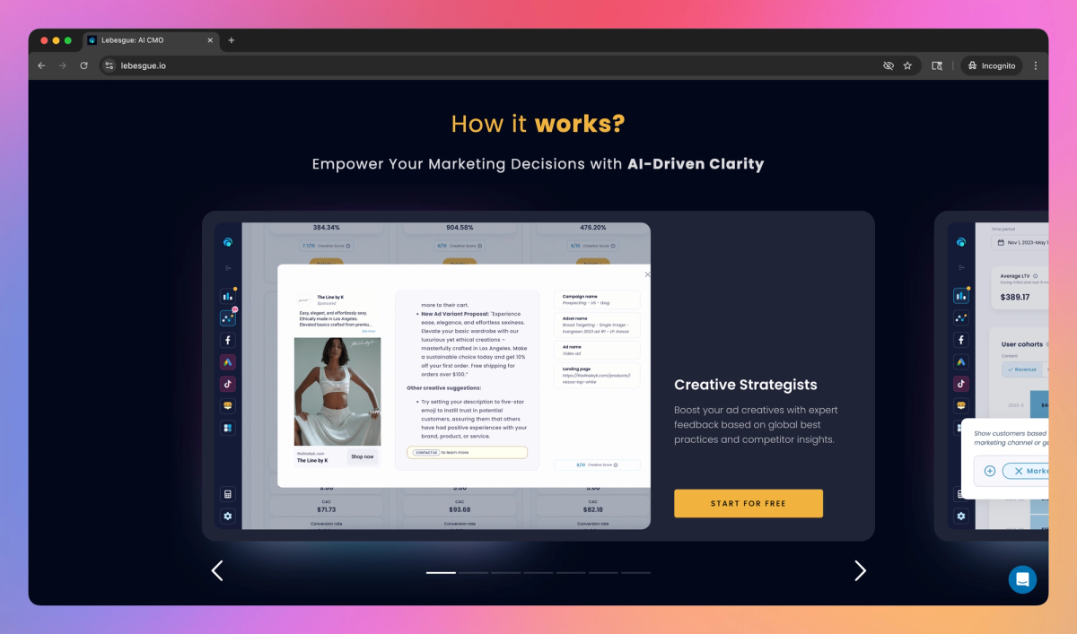 Lebesgue: AI CMO screenshot #2