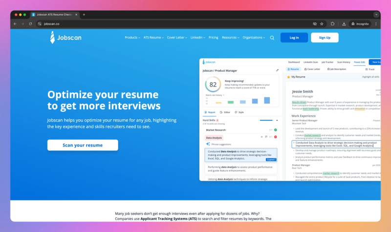 Jobscan product screenshot