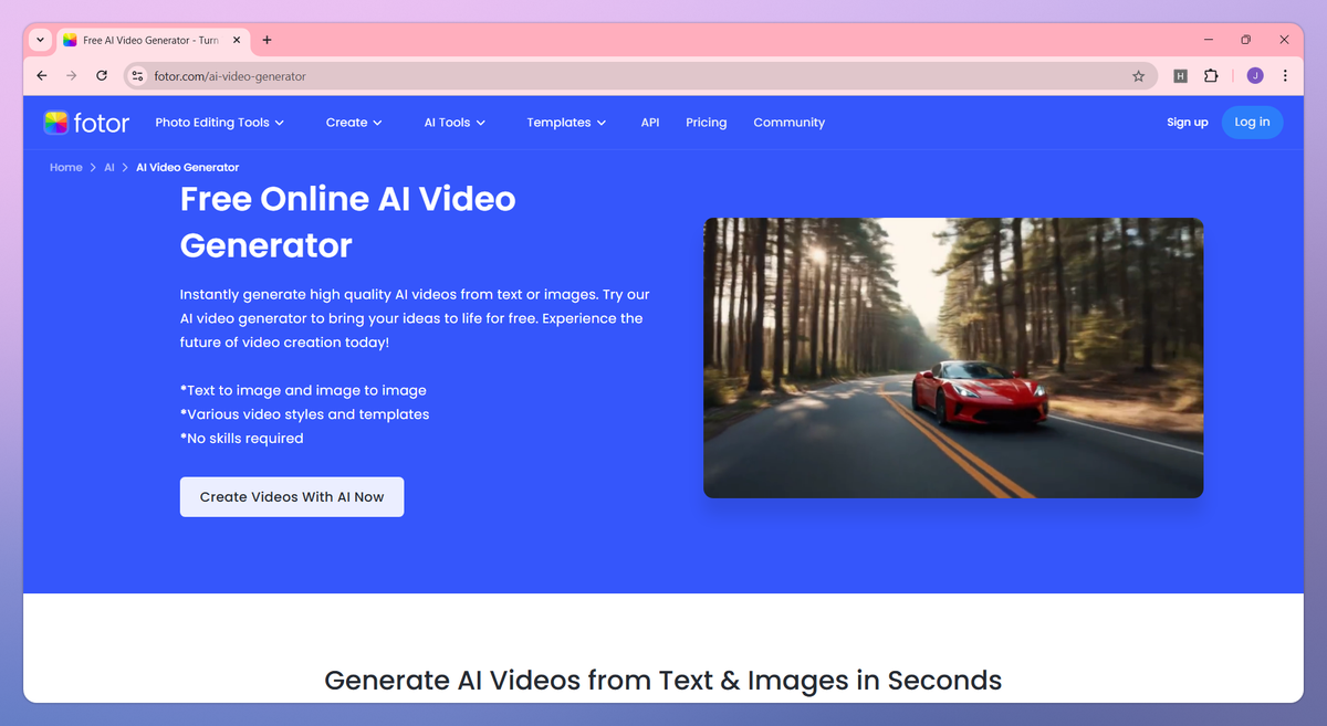 Fotor AI Video Generator screenshot #1
