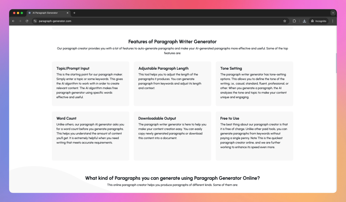 AI Paragraph Generator screenshot #2